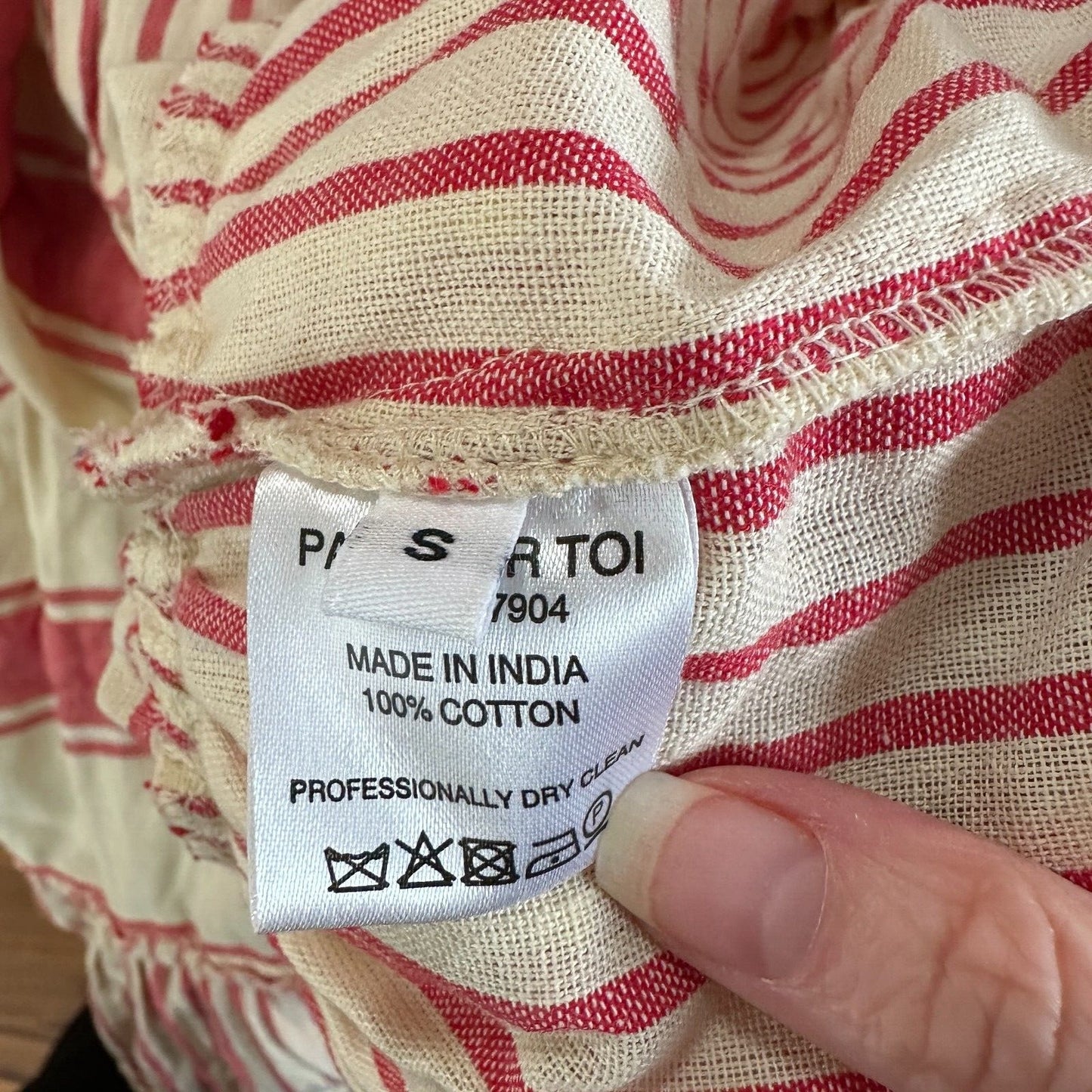 DODO BAR OR Cute Tan & Red Striped Polka Dot Ruffle Fringe Maxi Sun Dress S