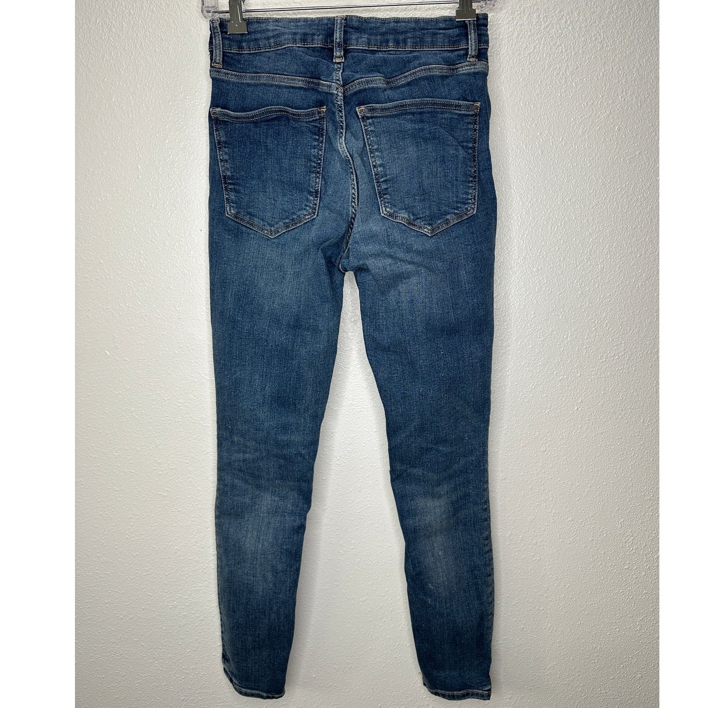 Zara Dark Medium Blue Wash High Waist Skinny Jeans 6