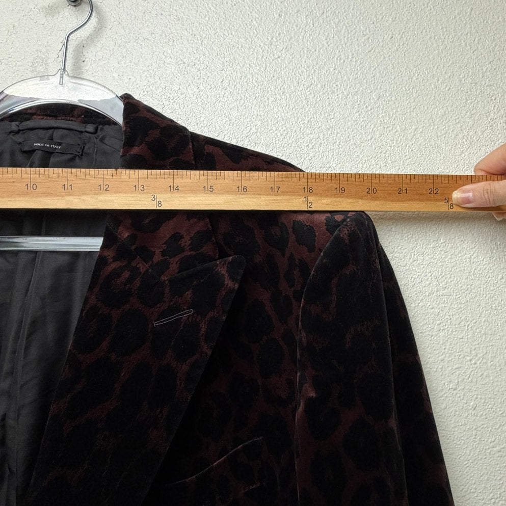 Tom Ford Leopard Print Velvet Blazer Cocktail Jacket Brown Black Men's US 48R