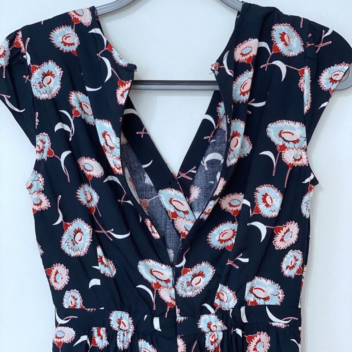 J Crew Mercantile Navy an Rust Faux Wrap Tiered Ruffle Mini Dress Floral Size 00