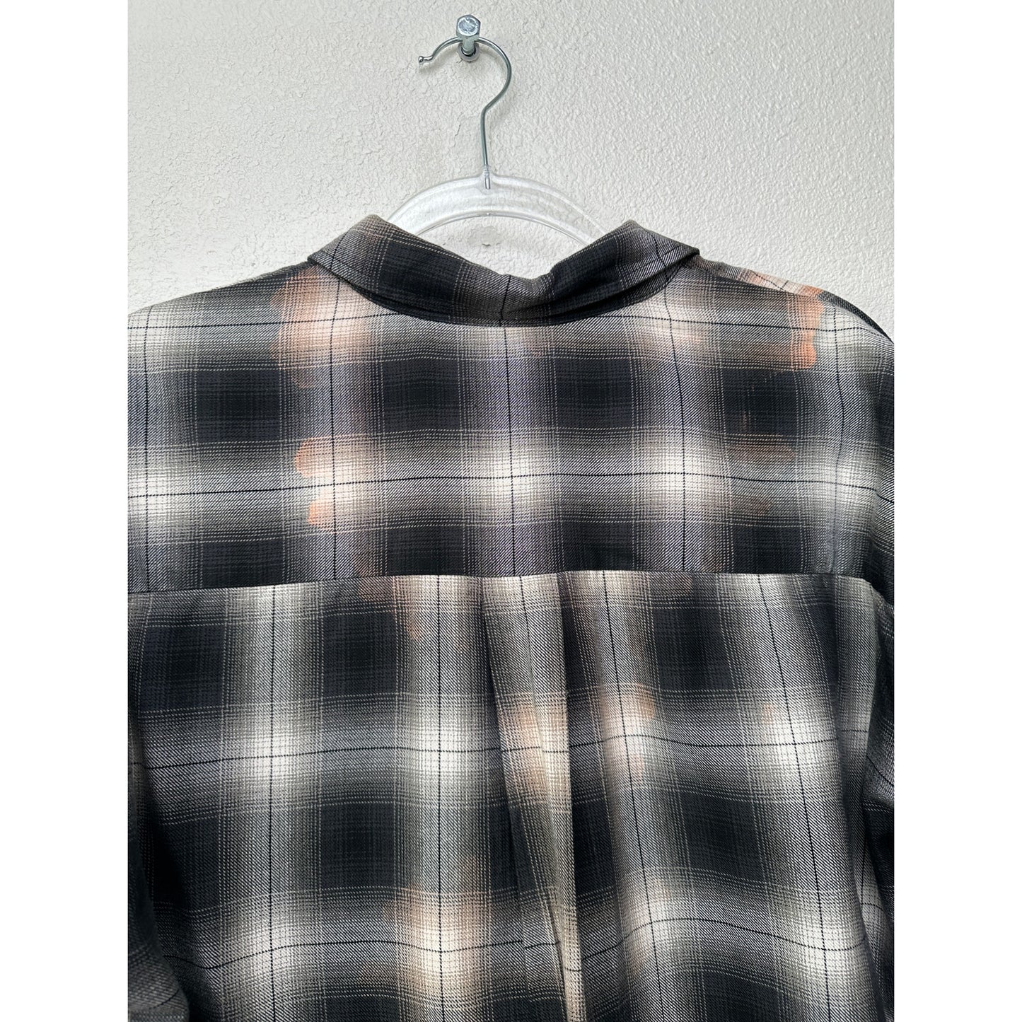 Adaptation Rose Embroidered Plaid Longline Shirt Dress Black White M