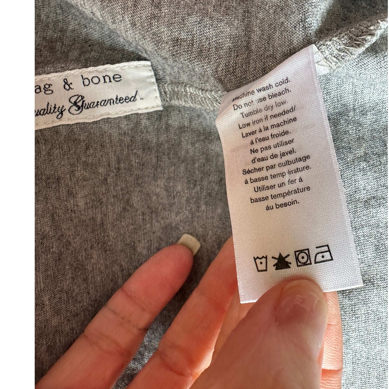 Rag & Bone Heather Gray Cotton Long Sleeve Chest Pocket Crewneck Tee XL