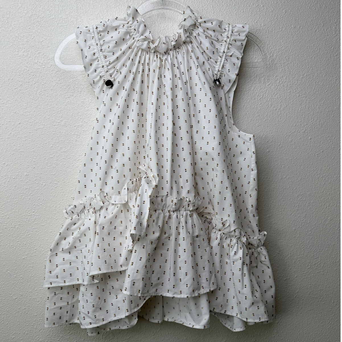 Brøgger Blouse White Ruffle Dobby Sleeveless Women US XS