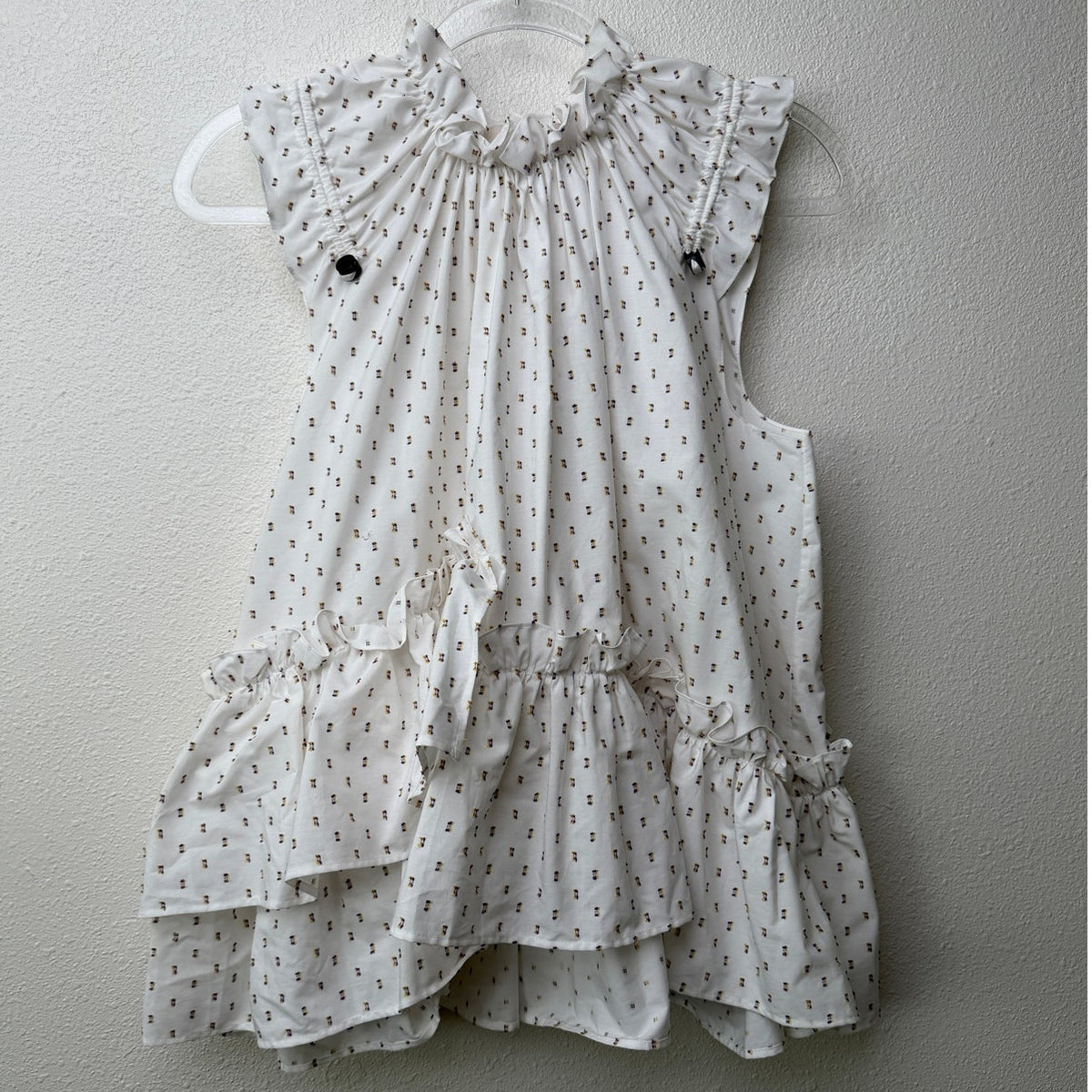Brøgger Blouse White Ruffle Dobby Sleeveless Women US XS