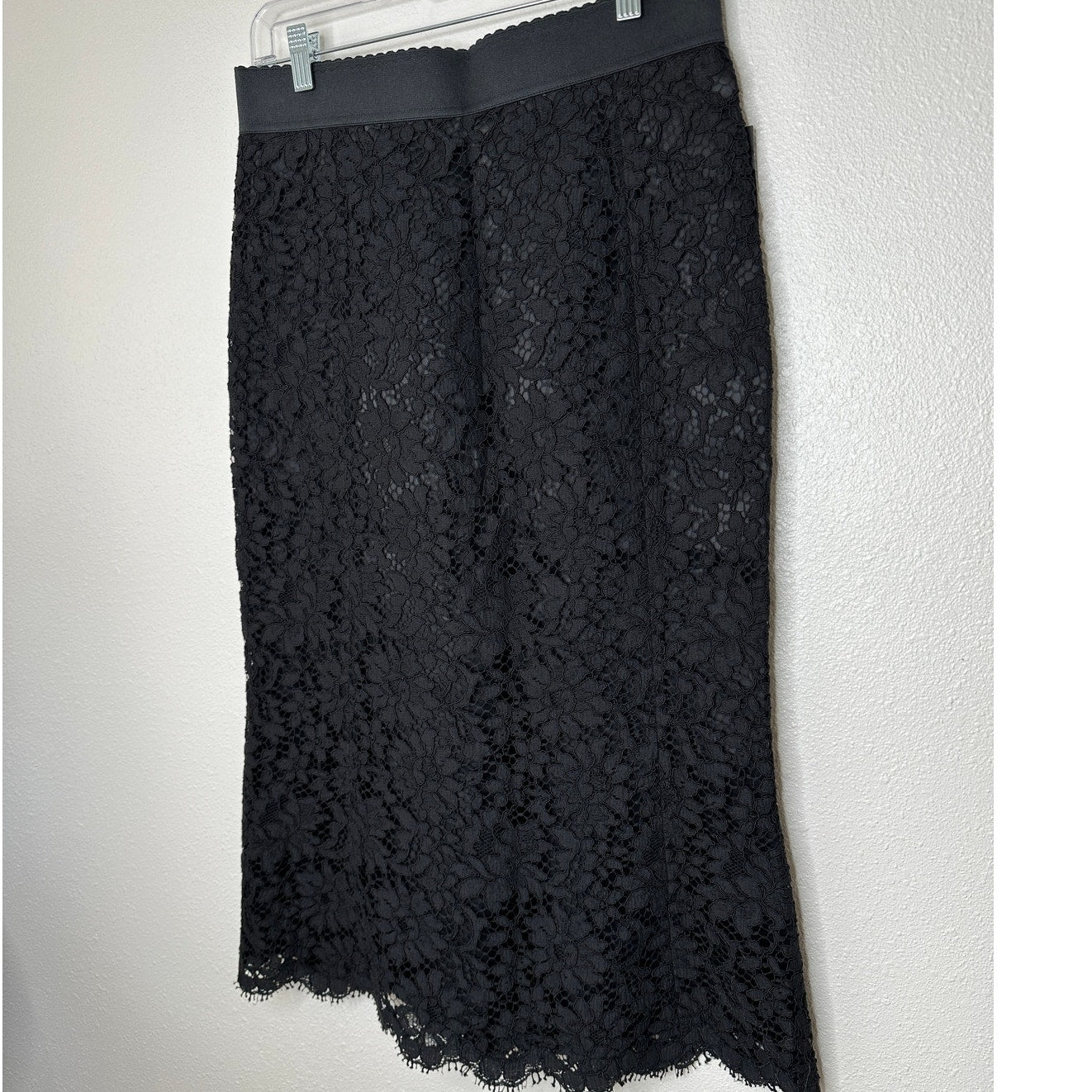 NWT Dolce & Gabbana Black Lace Pencil Skirt Back Zip Underskirt 46 / XL