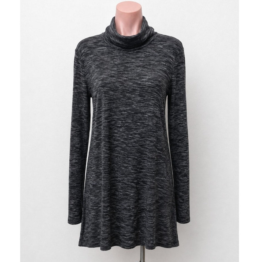 We The Free Stone Cold Split Back Long Sleeve Turtleneck Top Black Gray Medium
