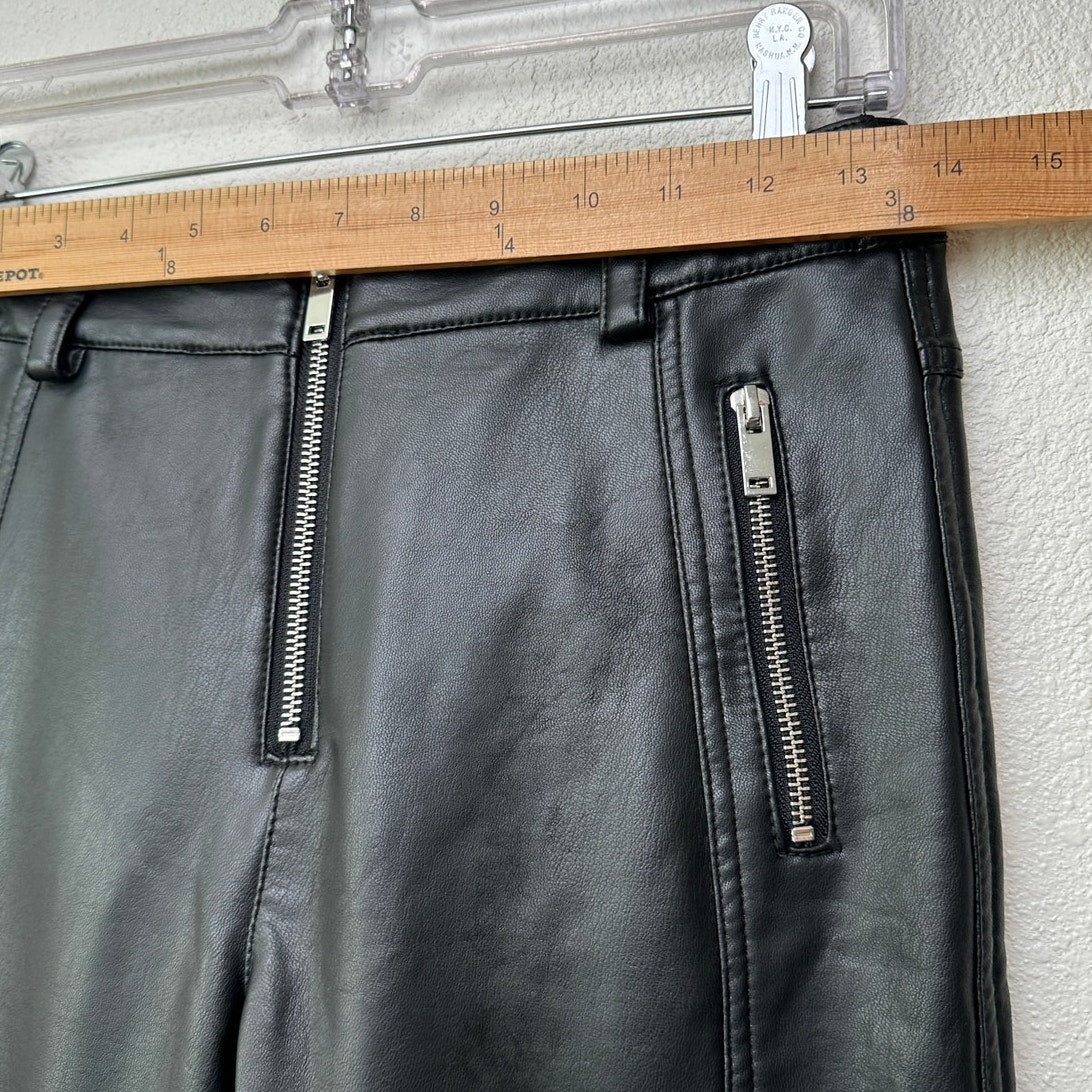 Topshop Faux Leather Moto Skinny Pants Black Women’s 6P Zip Pockets