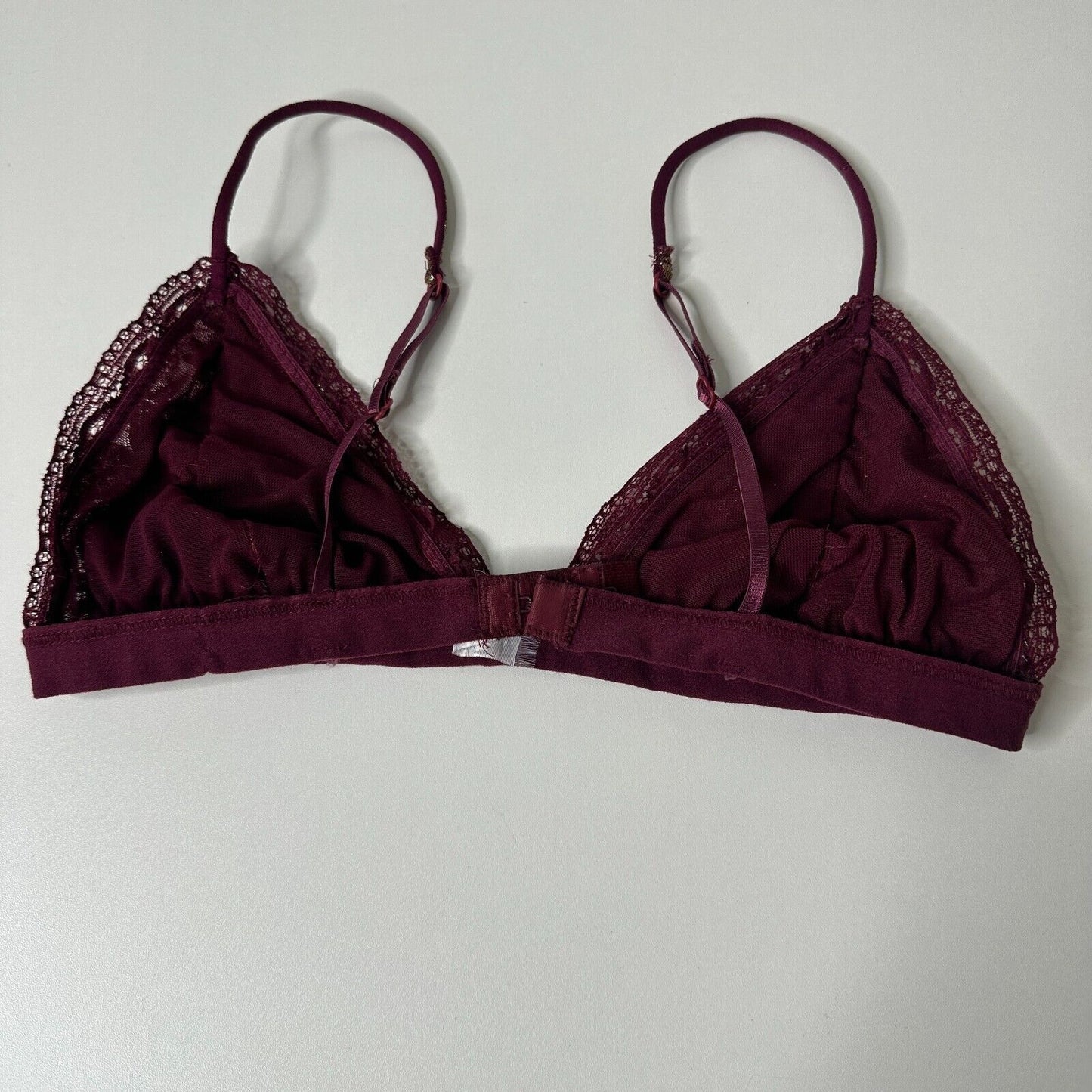 Burgundy With Gold Shimmer Triangle Bralette Adjustable Spaghetti Straps Medium
