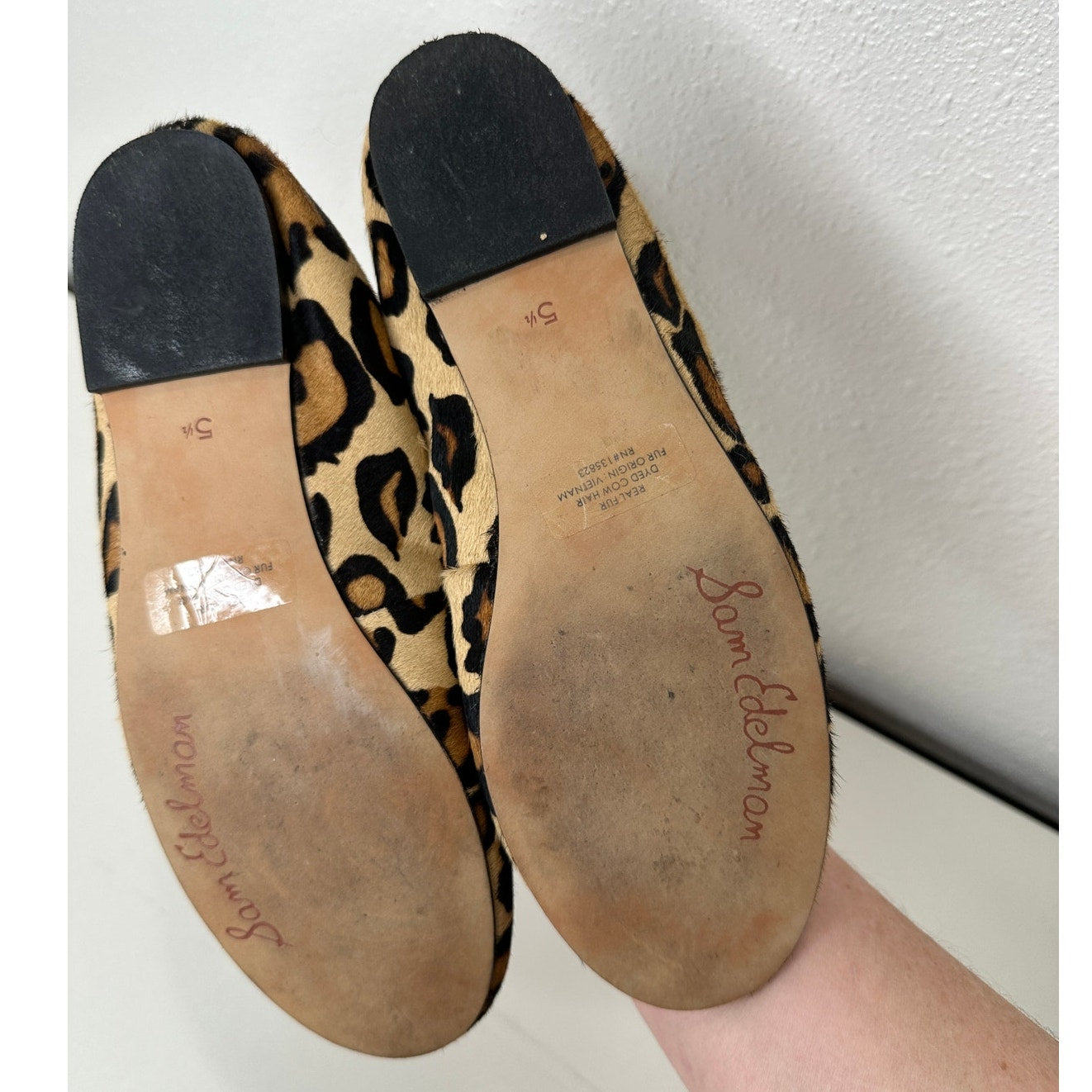 Sam Edelman Felicia Leopard Print Calf Hair Leather Flats 5.5
