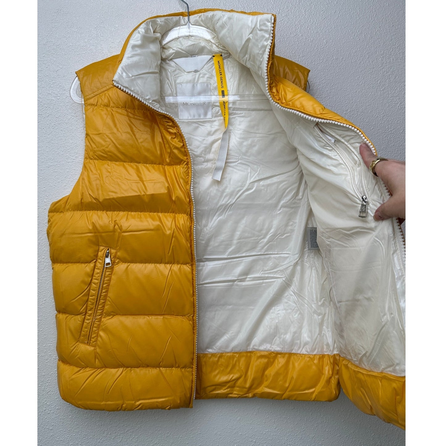 Moncler 1952 Park Down Puffer Vest Yellow Men Size 3 Zip Front
