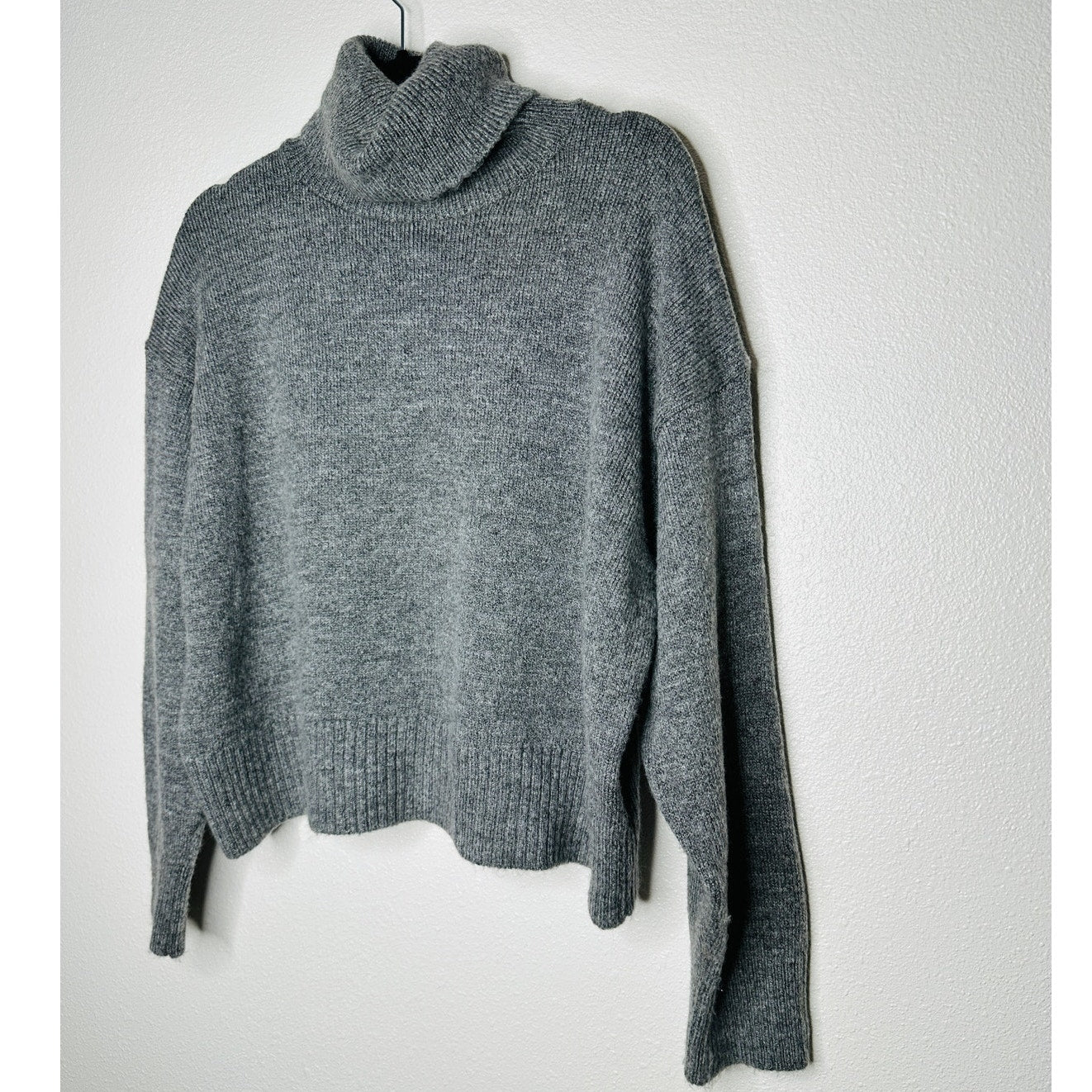 Zara Heather Gray Turtleneck Drop Shoulder Long Sleeve Sweater Jumper M