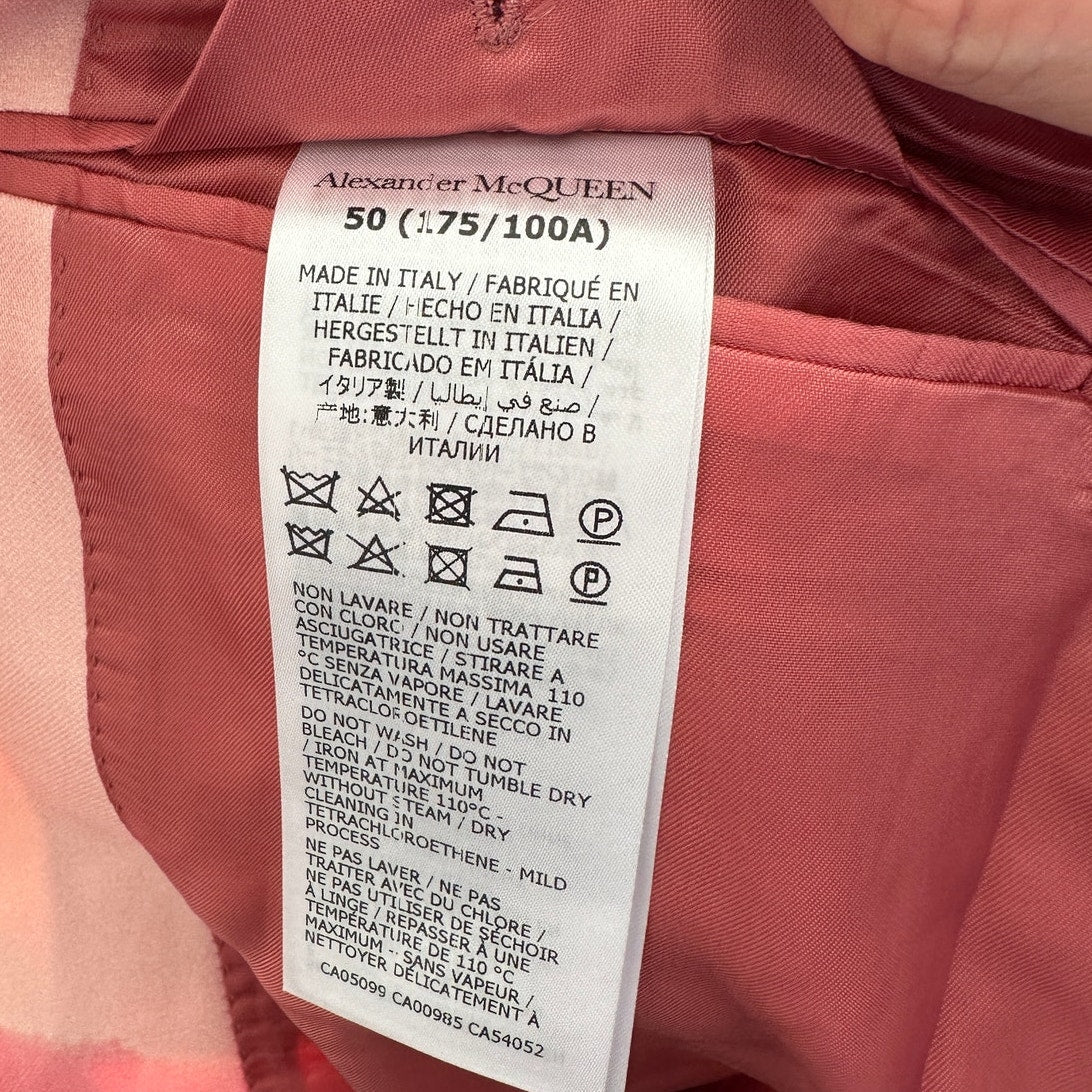 Alexander McQueen Pink Dip Dye 2-Button Silk Wool Blend Blazer Jacket 50