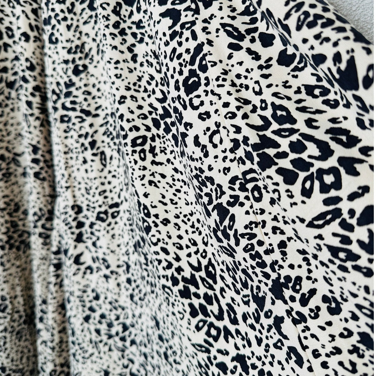 Lusana Tan & Black Cheetah Print Elastic Waist Flowy Saasha Skirt S