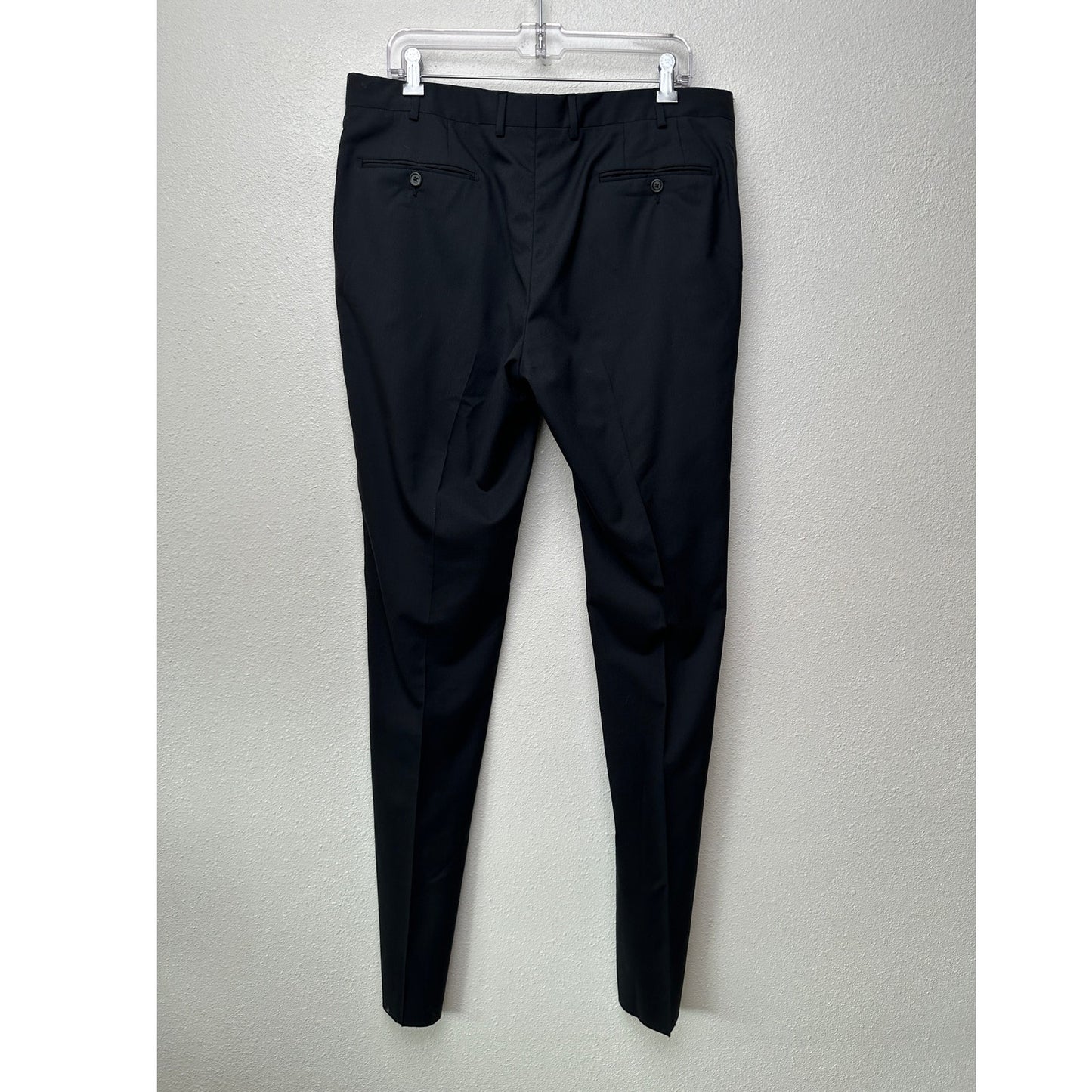Lanvin Wool Dress Pants Black Men US 36 (EU 52) Flat-Front Trousers