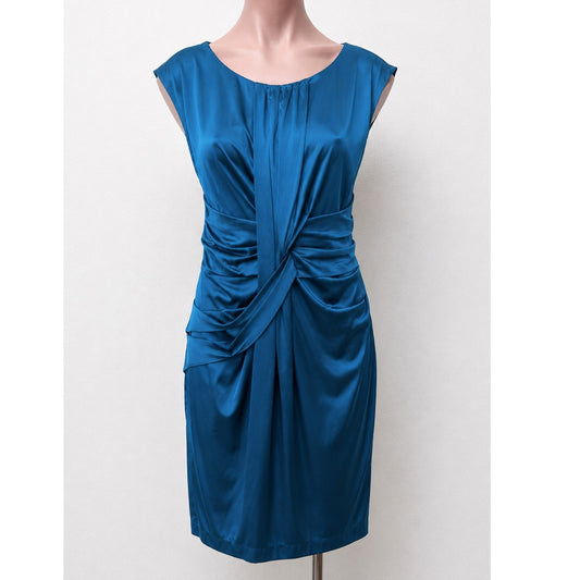 Suzi Chin Royal Blue Silk Lined Twist Front Sleeveless Mini Dress 4