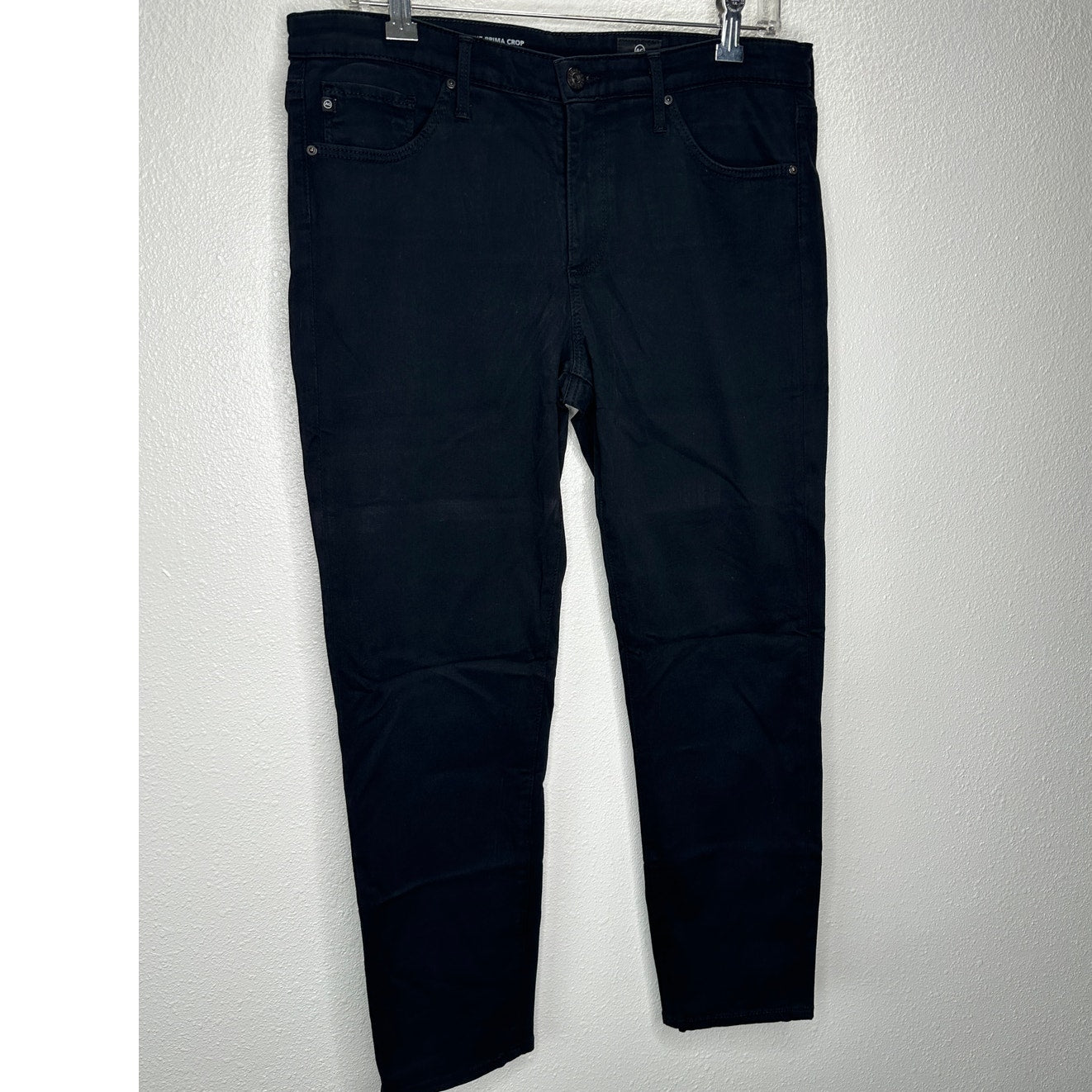 AG Worn Black Suede Look Prima Crop Cigarette Crop Jeans 30