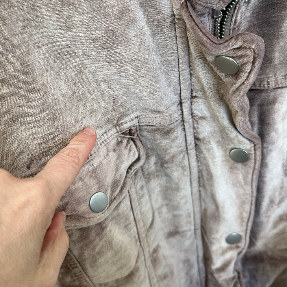 Free People Mauve Velvet Front Zip Trucker Bomber Jacket XS / S