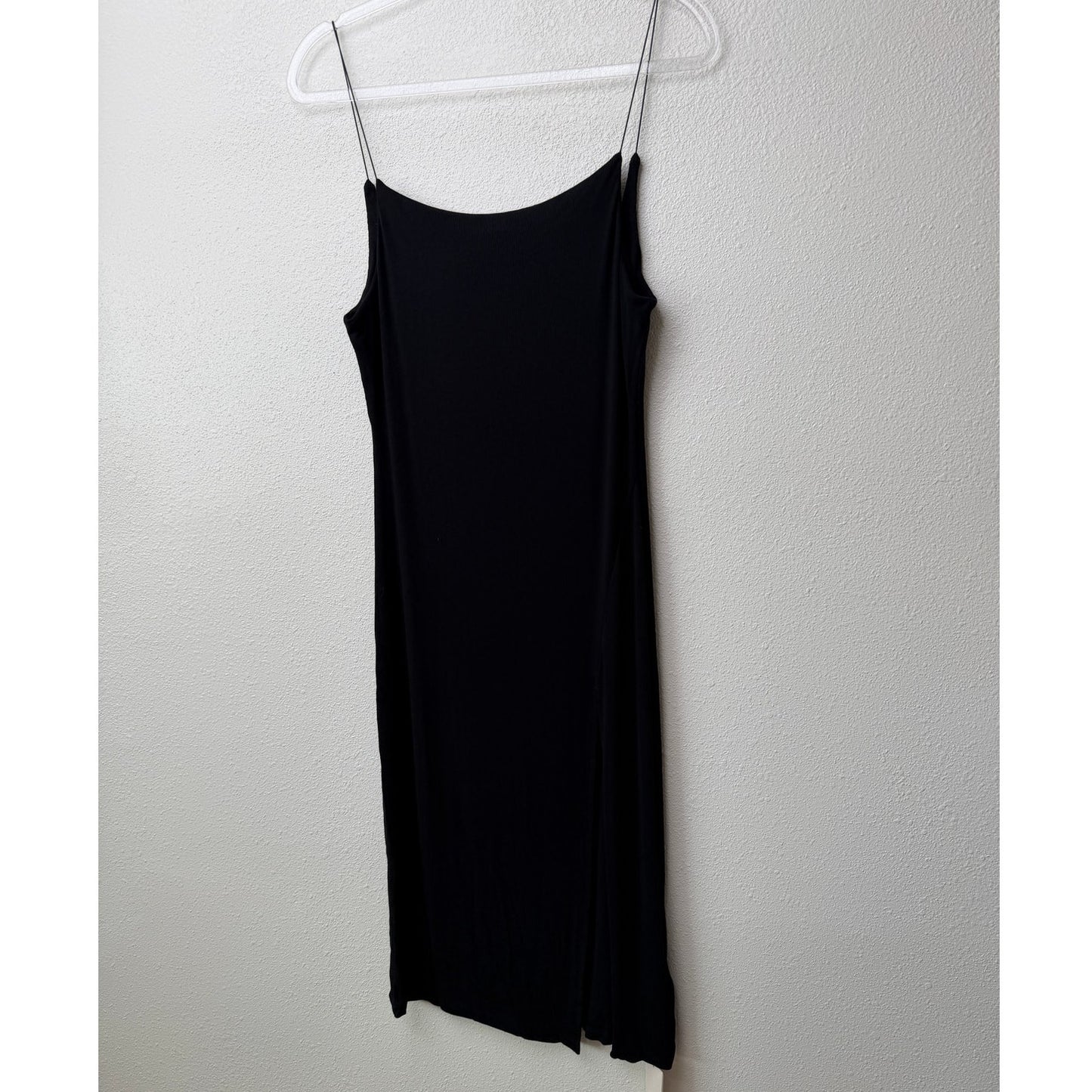NWT Commense Black Ribbed Side Slit Midi Dress XL