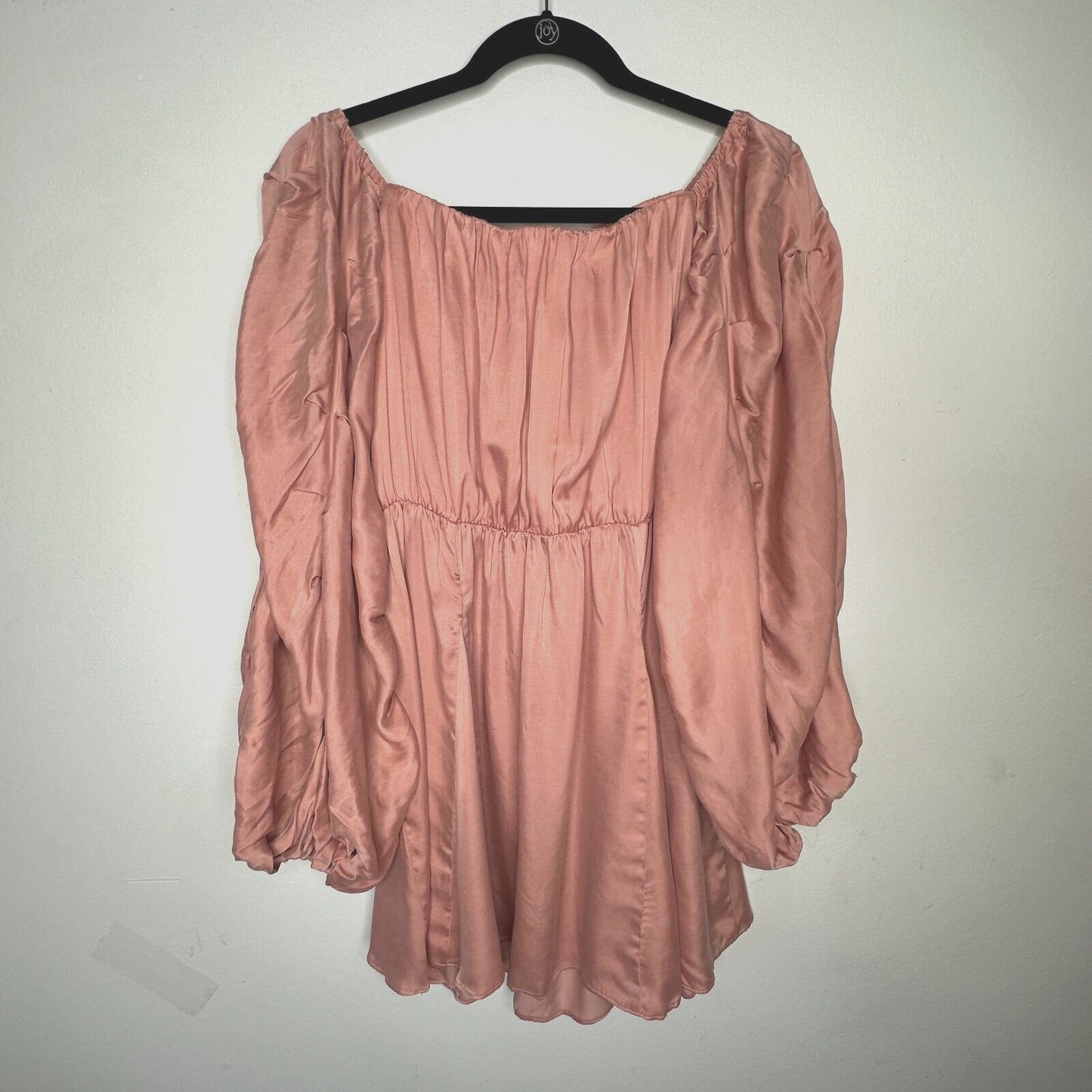 Revolve Lovers + Friends Pink Windblown Off Shoulder Balloon Sleeve Mini Med