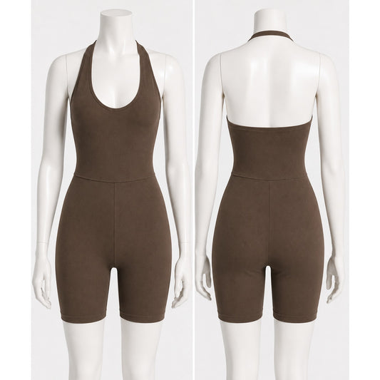 Wilfred Free Mocha Brown Look Halter Top Romper XS
