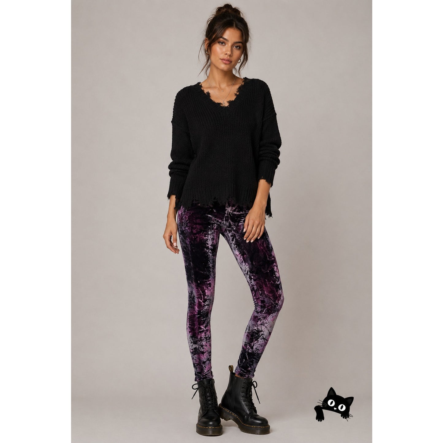 Topshop Purple & Silver Crushed Velour Elastic Waist Stretch Leggings 8 Medium