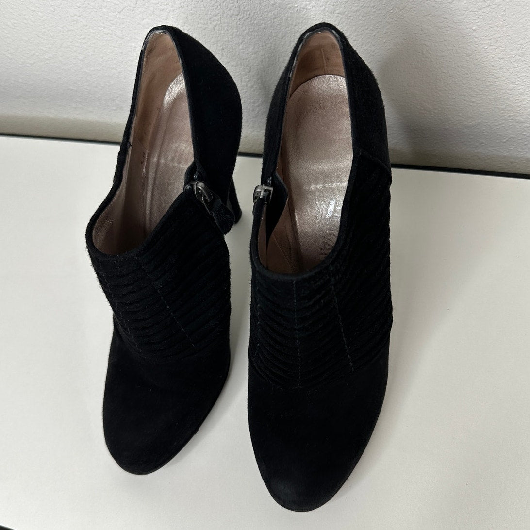 Salvatore Ferragamo Black Suede Narni Stiletto Bootie Side Zip 8
