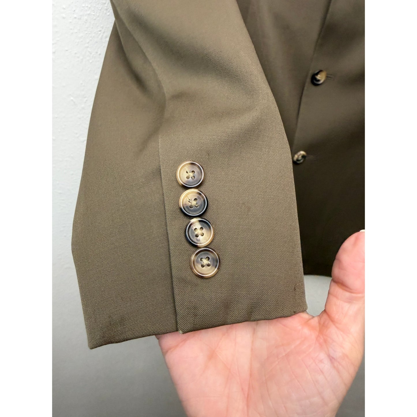 Hugo Boss Men’s Olive Green Super 100 3-Button Blazer Jacket