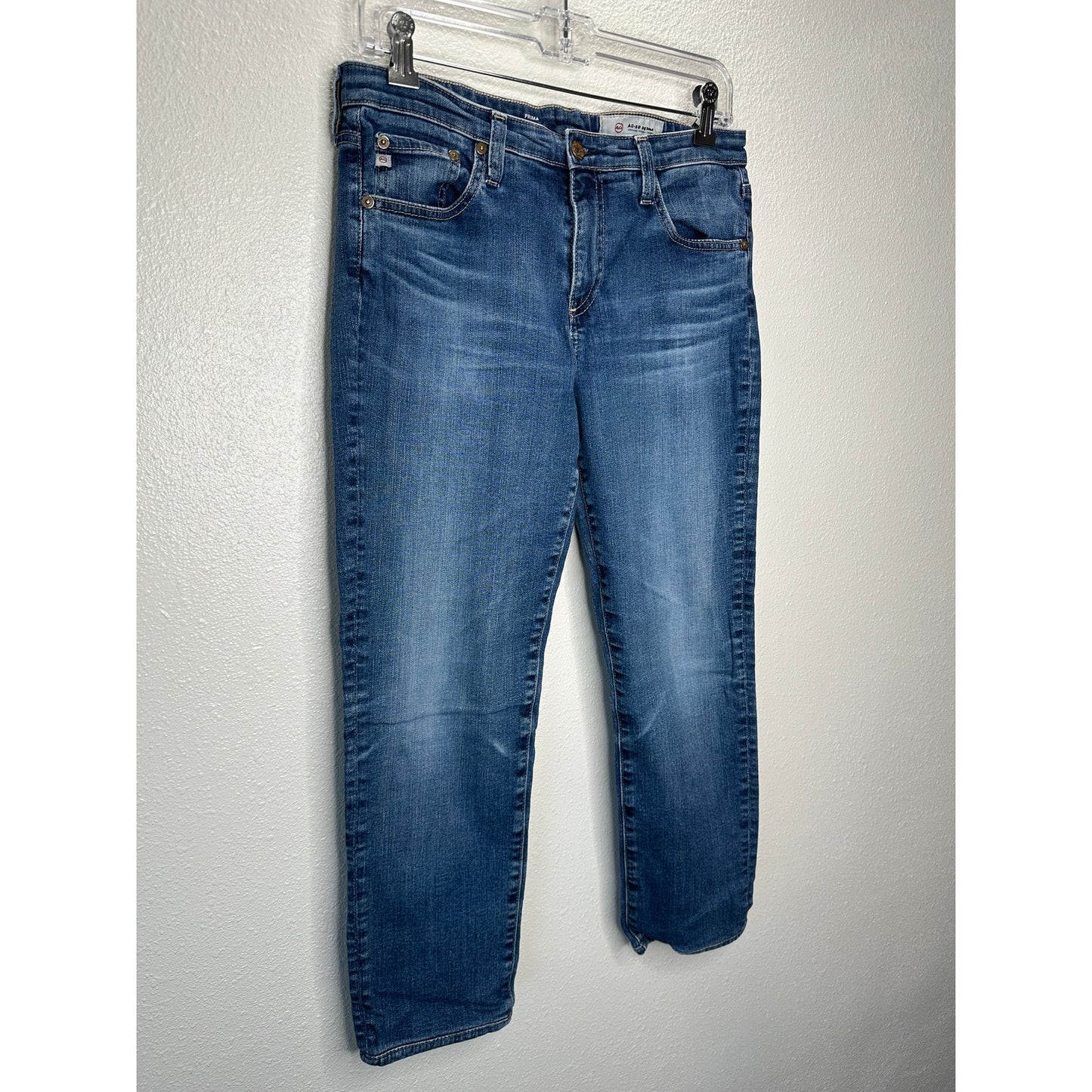 AG Dark Wash Whiskered Prima Cigarette Leg Jeans 30