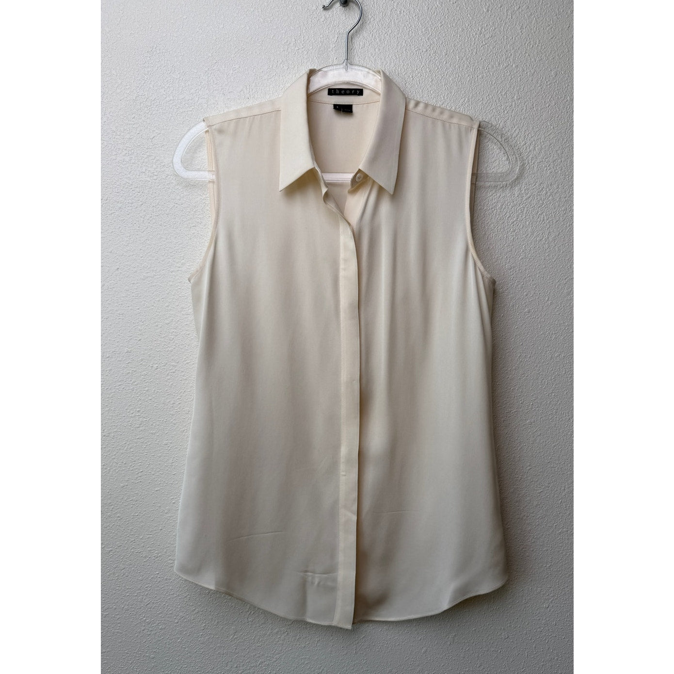 Theory Tanelis Cream Silk Camp Collar Blouse US S