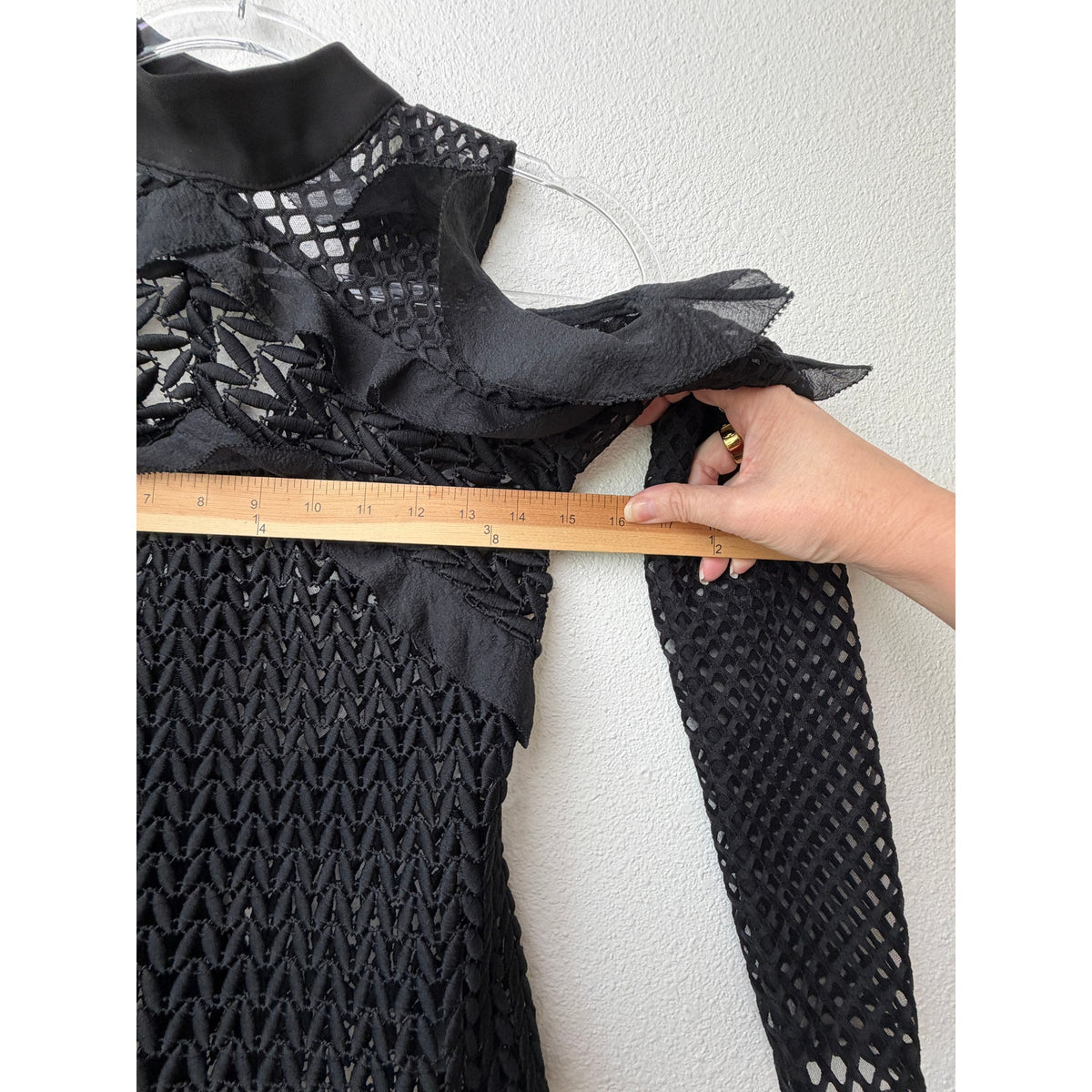 Self-Portrait Black Purl Knit Cold Shoulder Top US 4