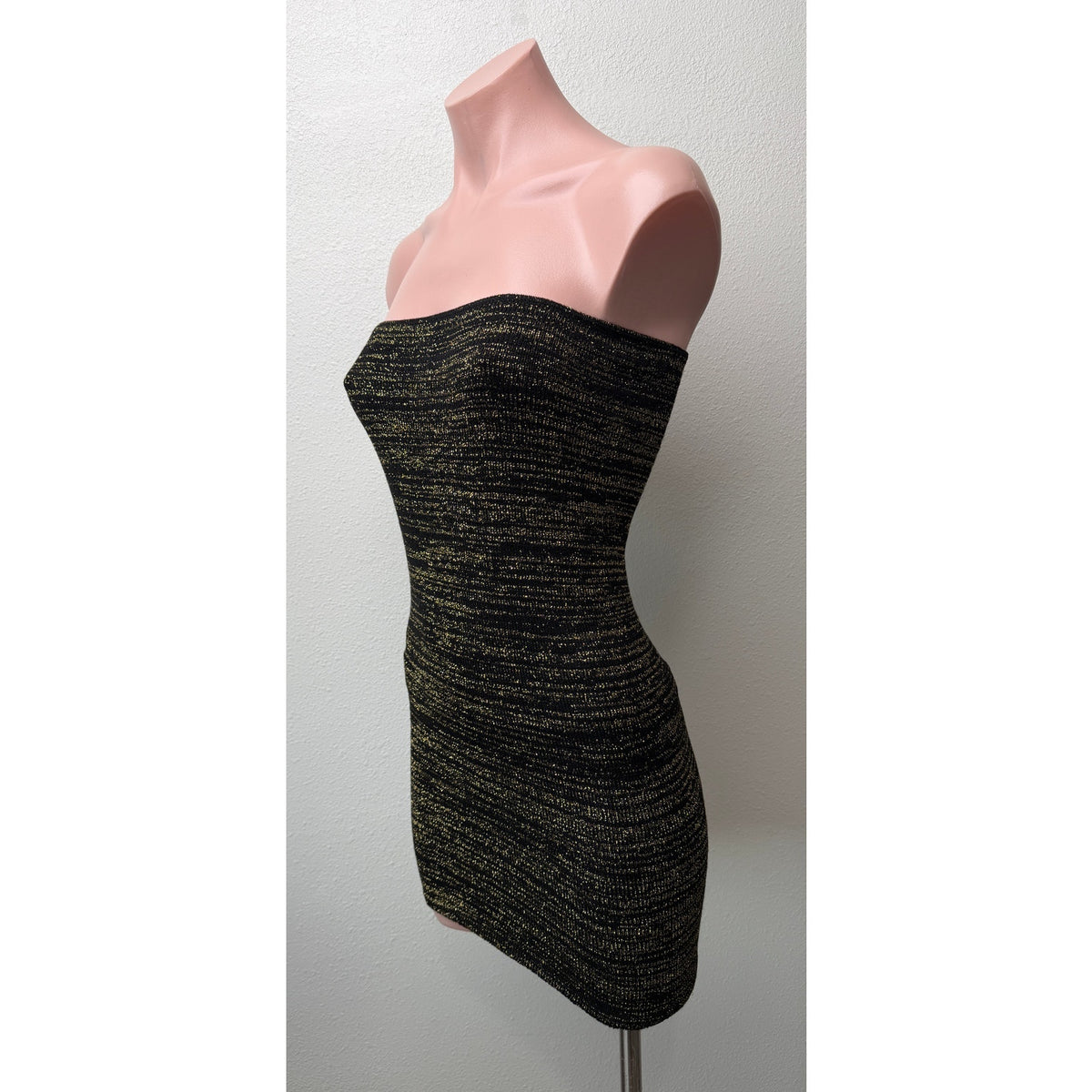 NWT KD Dance Womens Black Gold Metallic Tube Dress S
