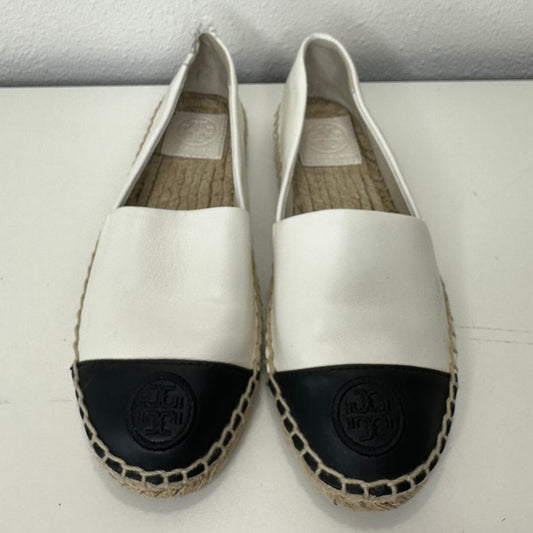 Tory Burch Black & White Colorblock Round Toe Espadrille 5