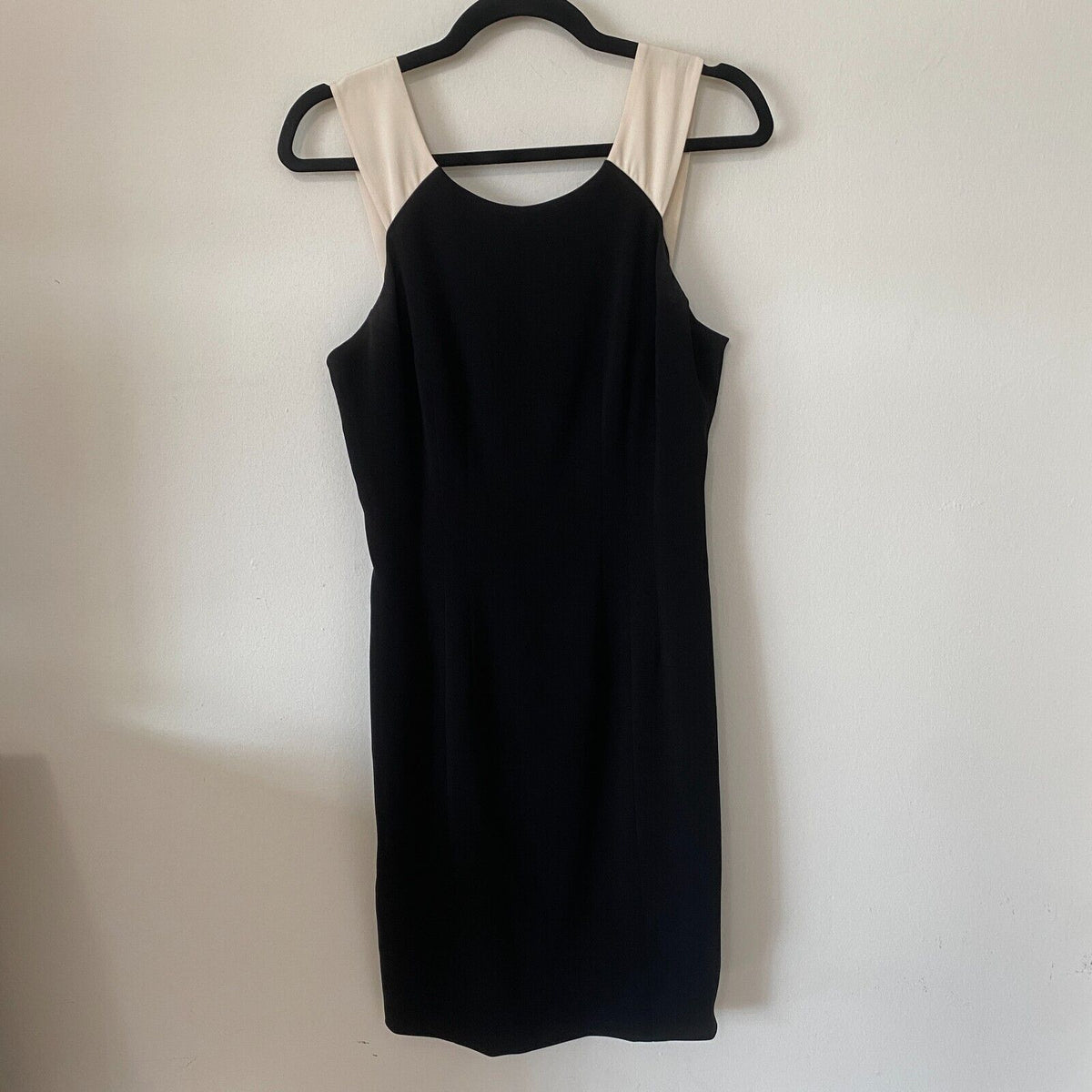 Jay Godfrey Black & Cream Strap Colorblock Sheath Bodycon Blue Zipper Mini 10