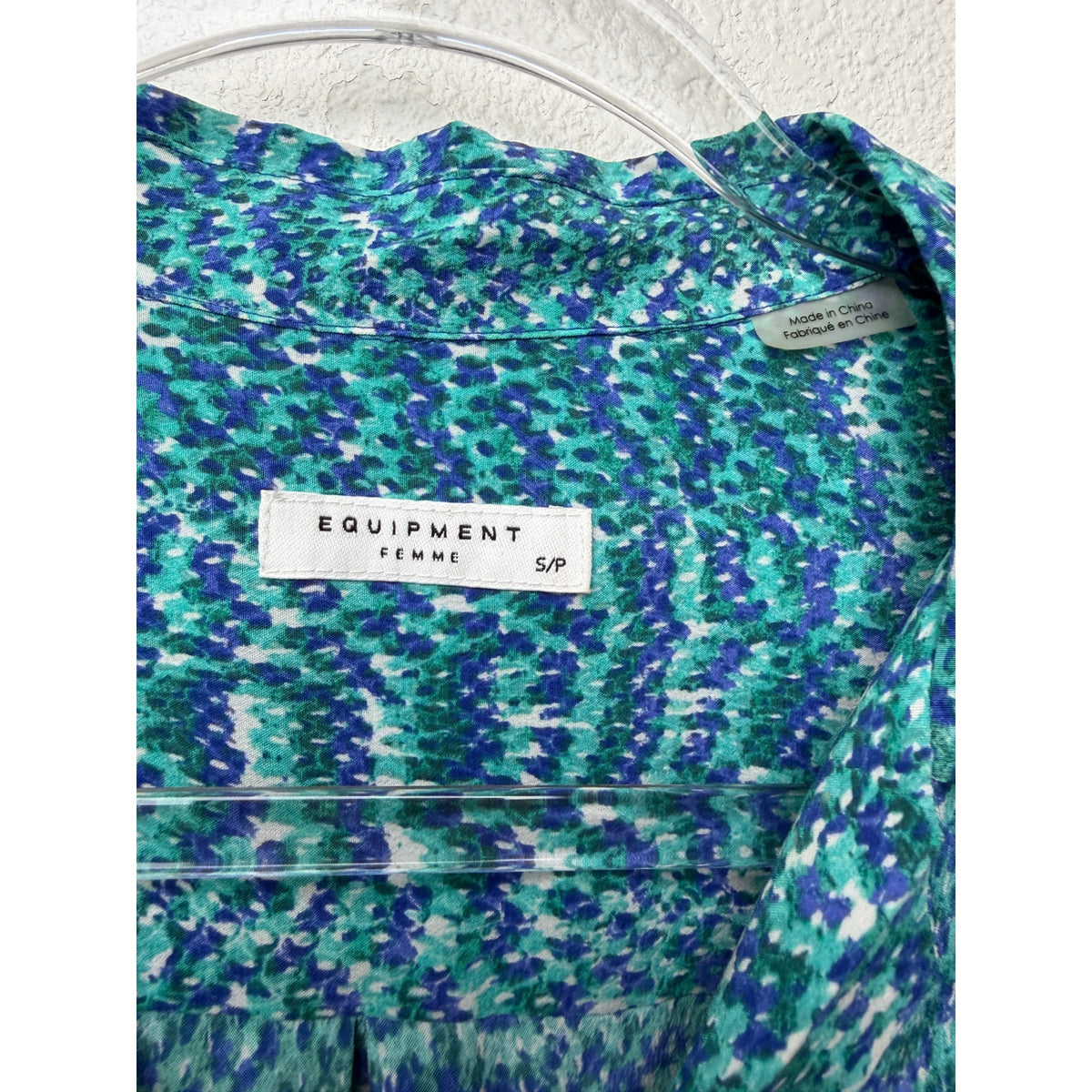 Equipment Blue Green Silk Print Shirt Women S