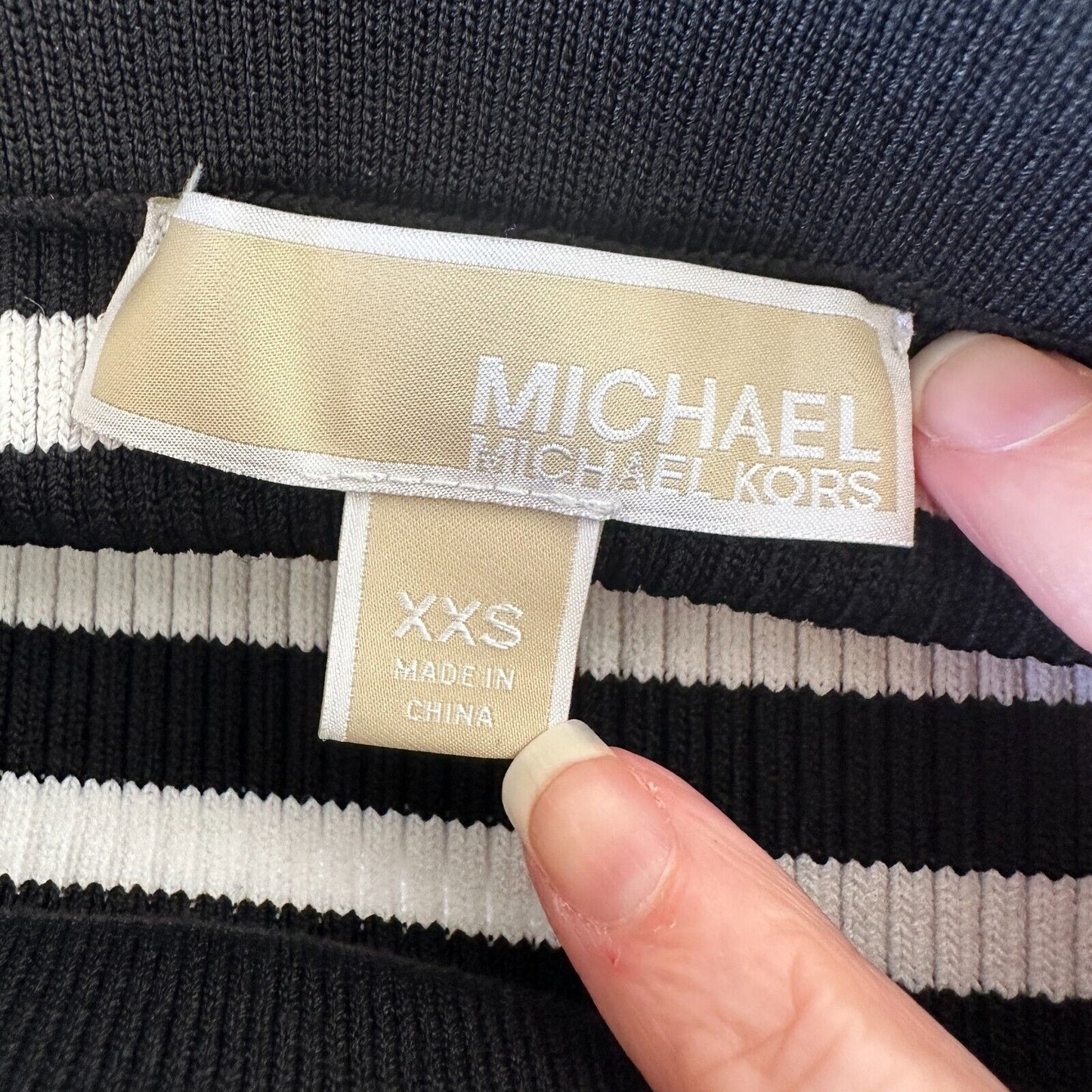 Michael Kors Black & White Striped Stretch Bodycon Tube Maxi Skirt XXS