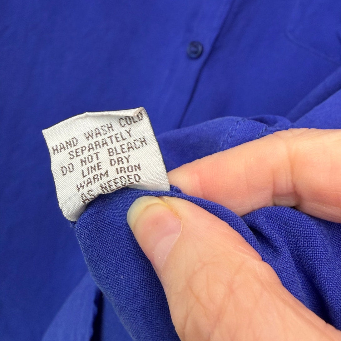 New Nexx York 100% Silk Periwinkle Button Front Blouse Womens L