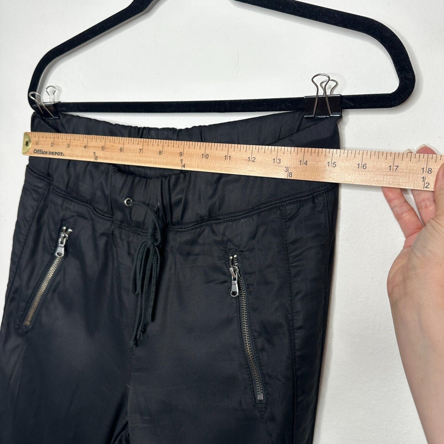 Revolve Hudson Katie Crop Black Sweatpant Jogger Zip Pocket Drawstring Pants 26