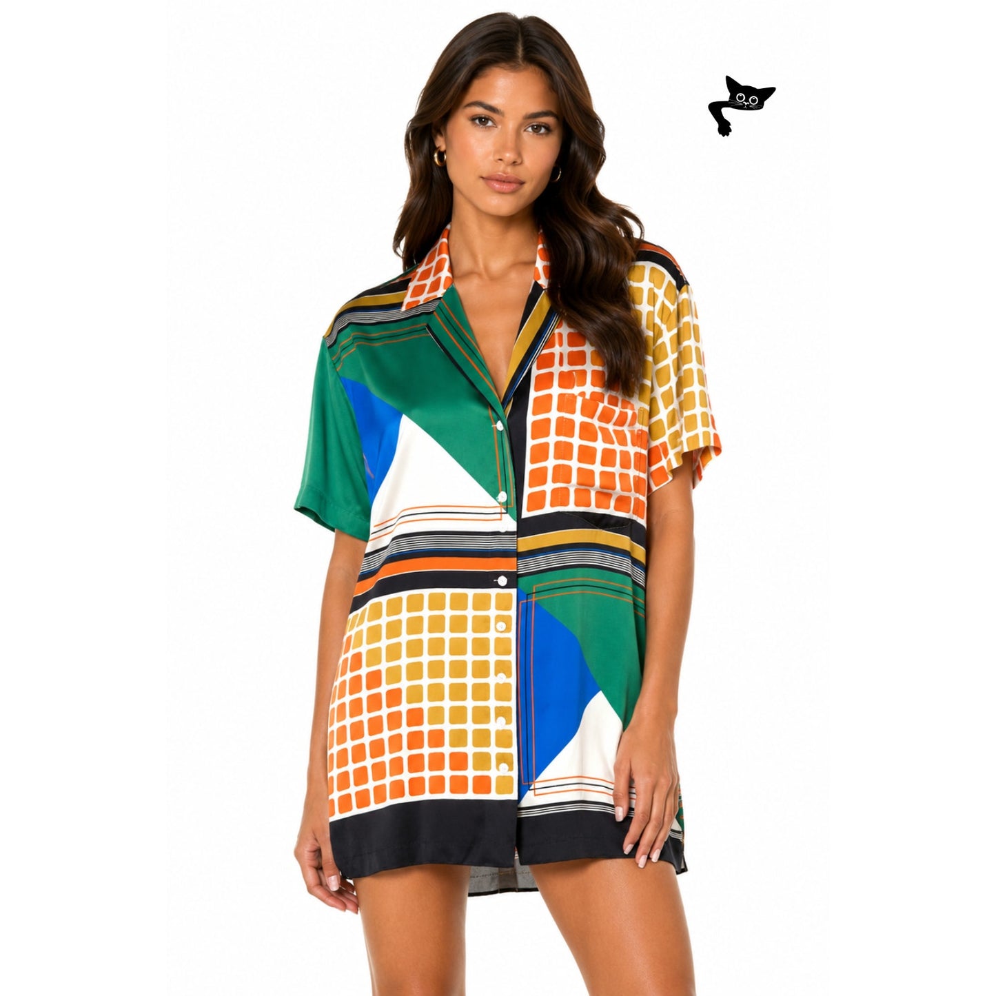 Song of Style Elsie Multi Geo Scarf Blouse XS