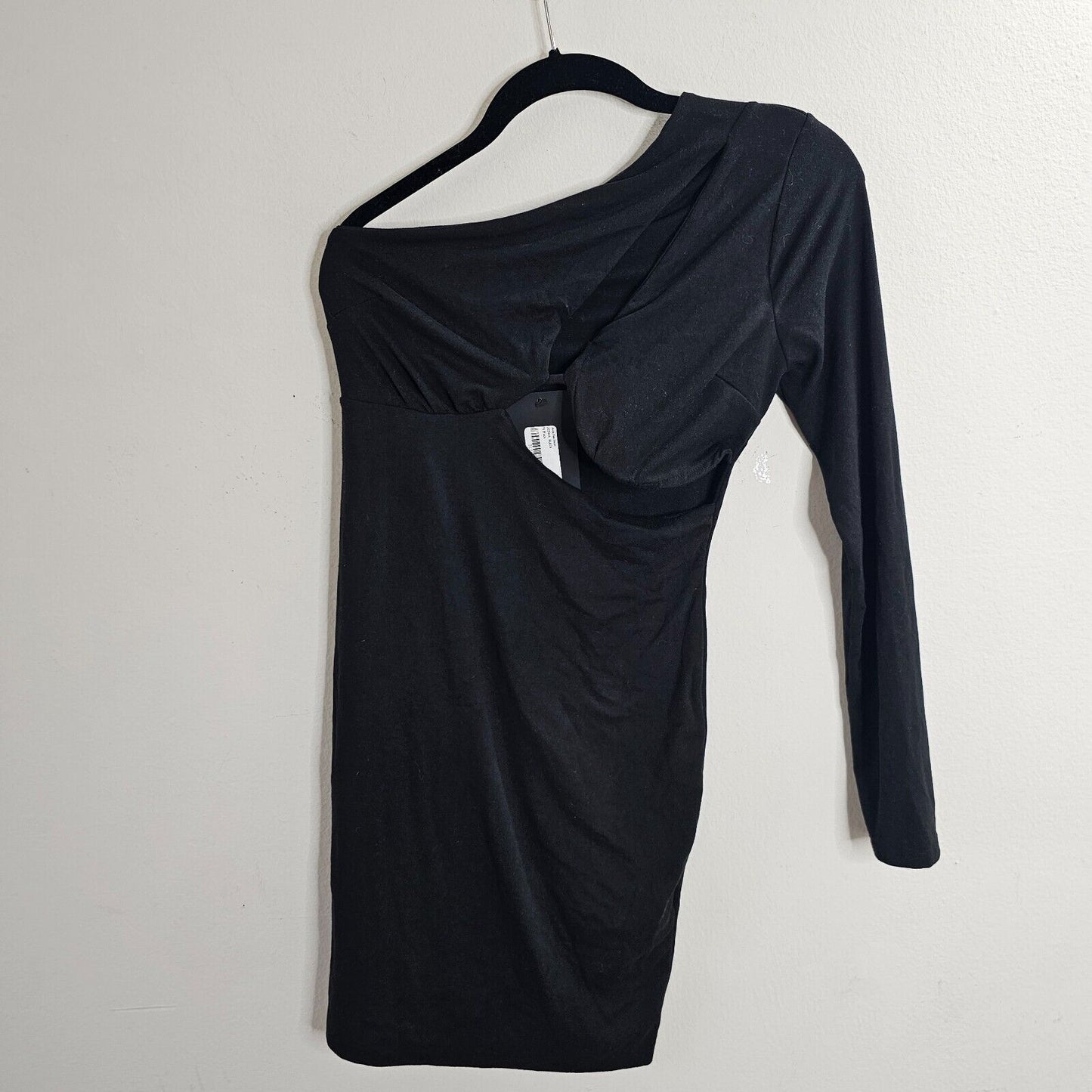 NWT Black Jocie One Shoulder Long Sleeve Cut-Out Lined Bodycon Mini Dress M