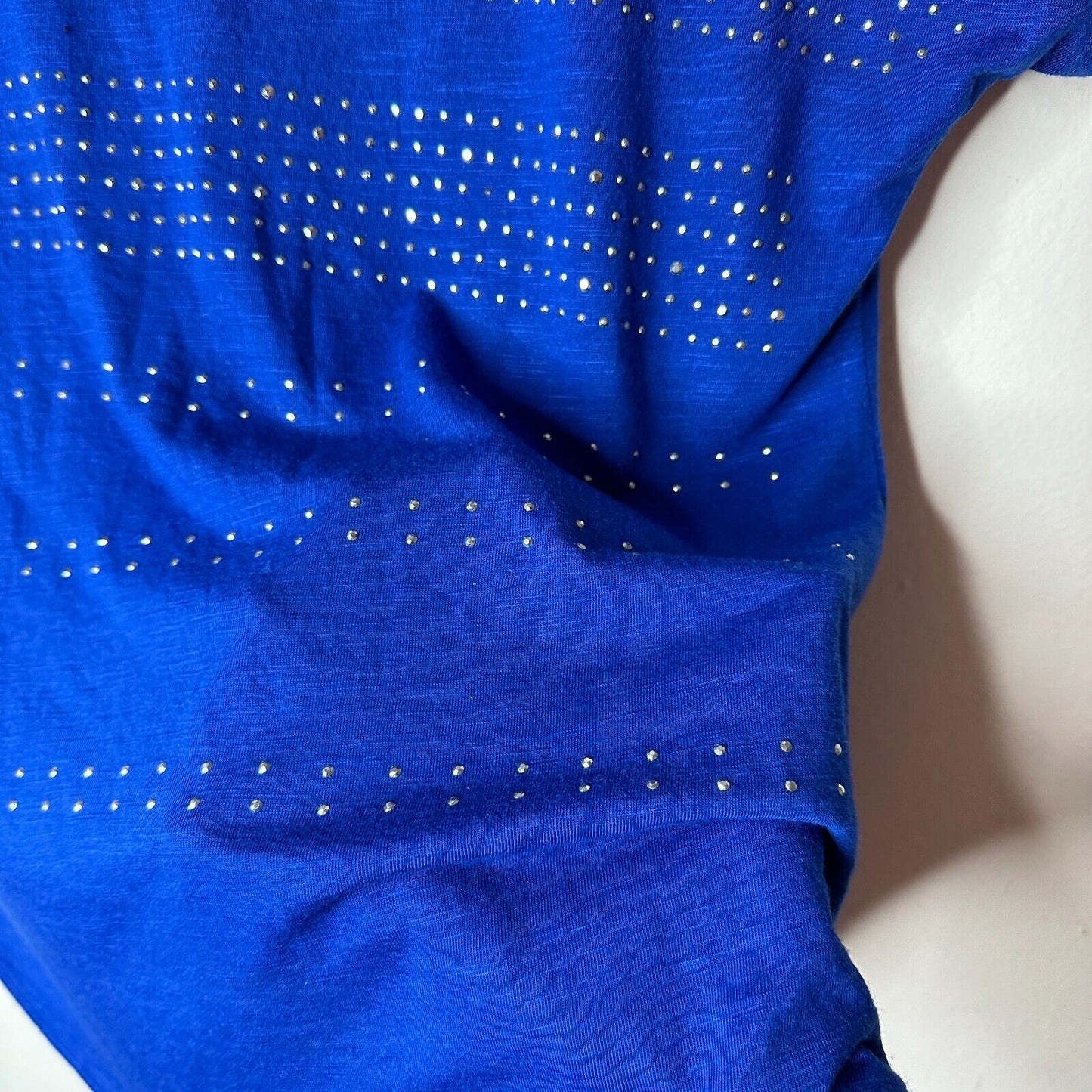 Apt.9 Royal Blue Silver Rhinestone Front Embellished Stripe Short Sleeve Top M