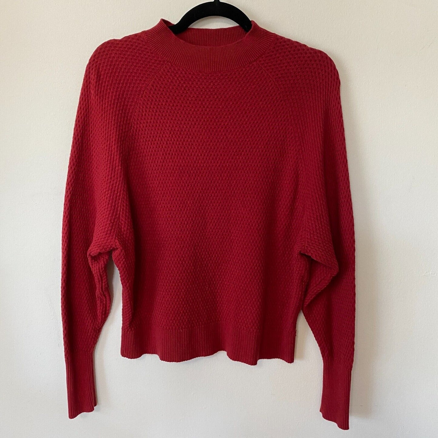 Target Prologue Red Waffle Knit Mock Neck Long Sleeve Sweater S Cotton Wool