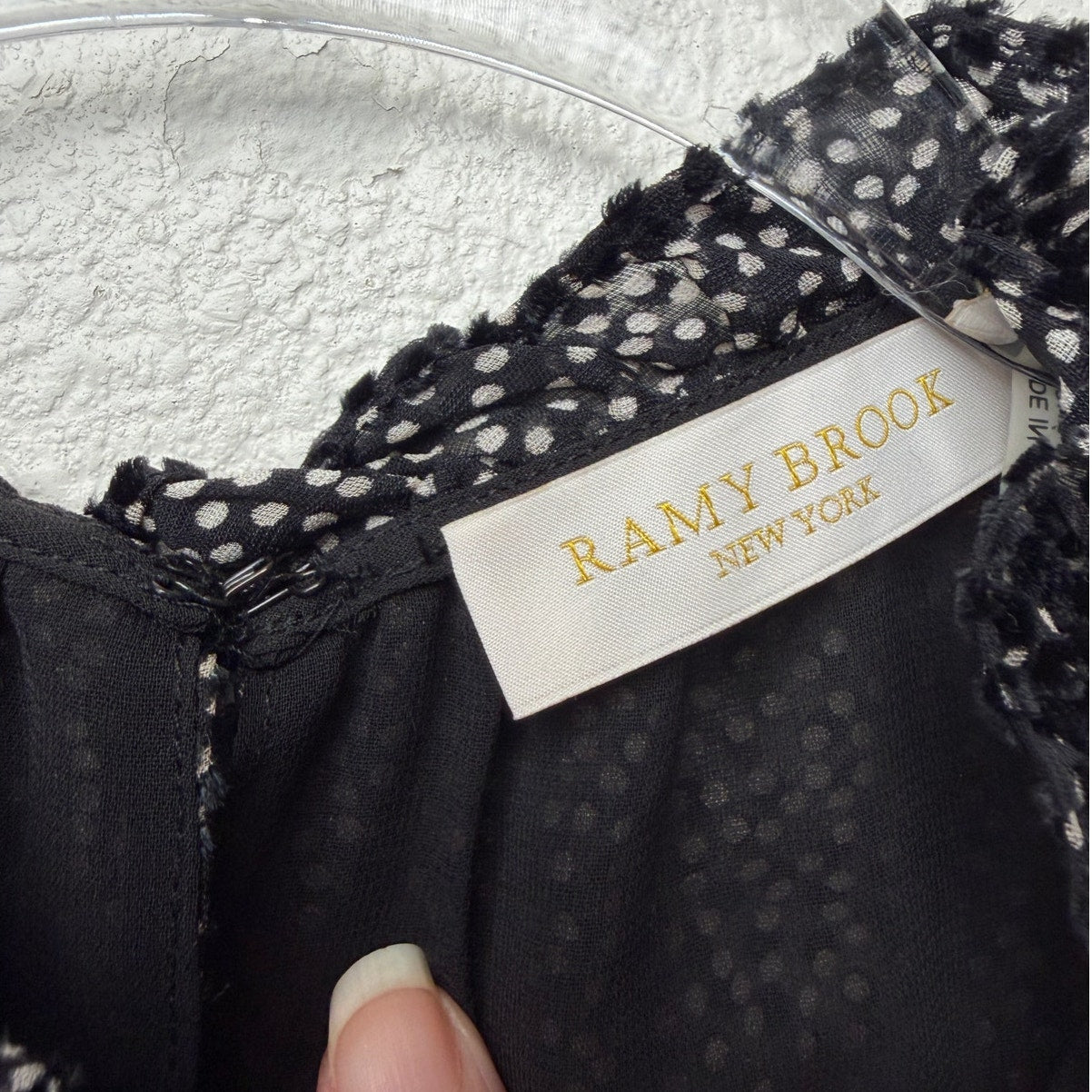 Ramy Brook Black Polka Dot Sleeveless Ruffle Blouse XS