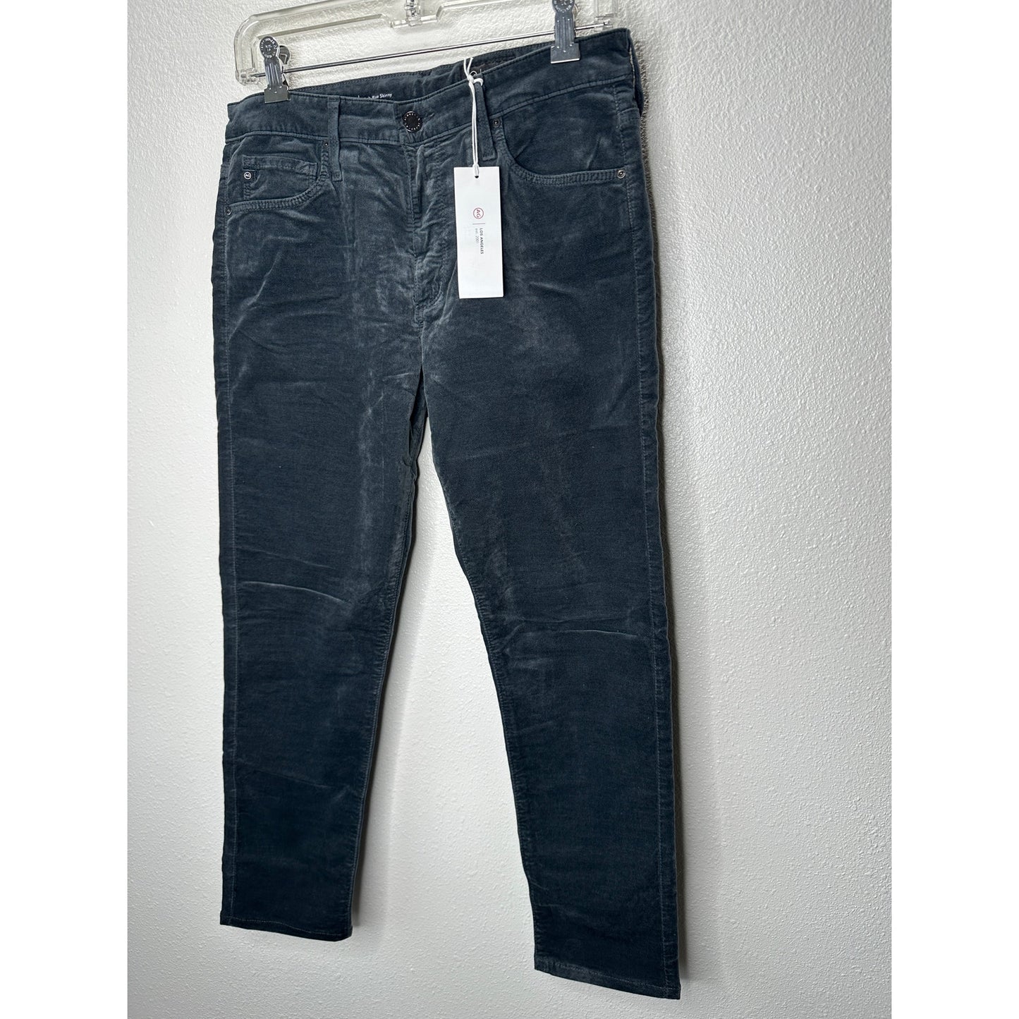 NWT AG Adriano The Farrah Steel Gray High Waist Skinny Velvet Jeans