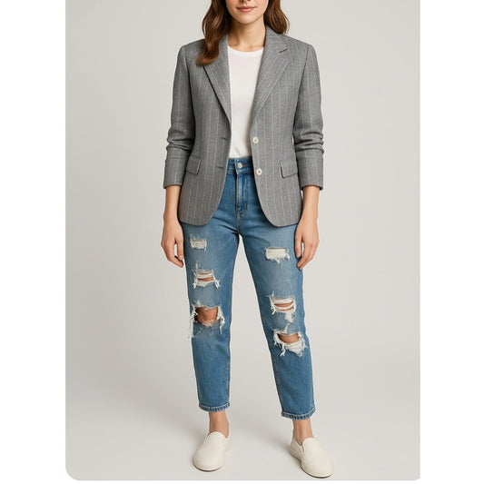 Wax Jean Collection Medium Wash Distressed Holes Boyfriend Denim Jeans 30