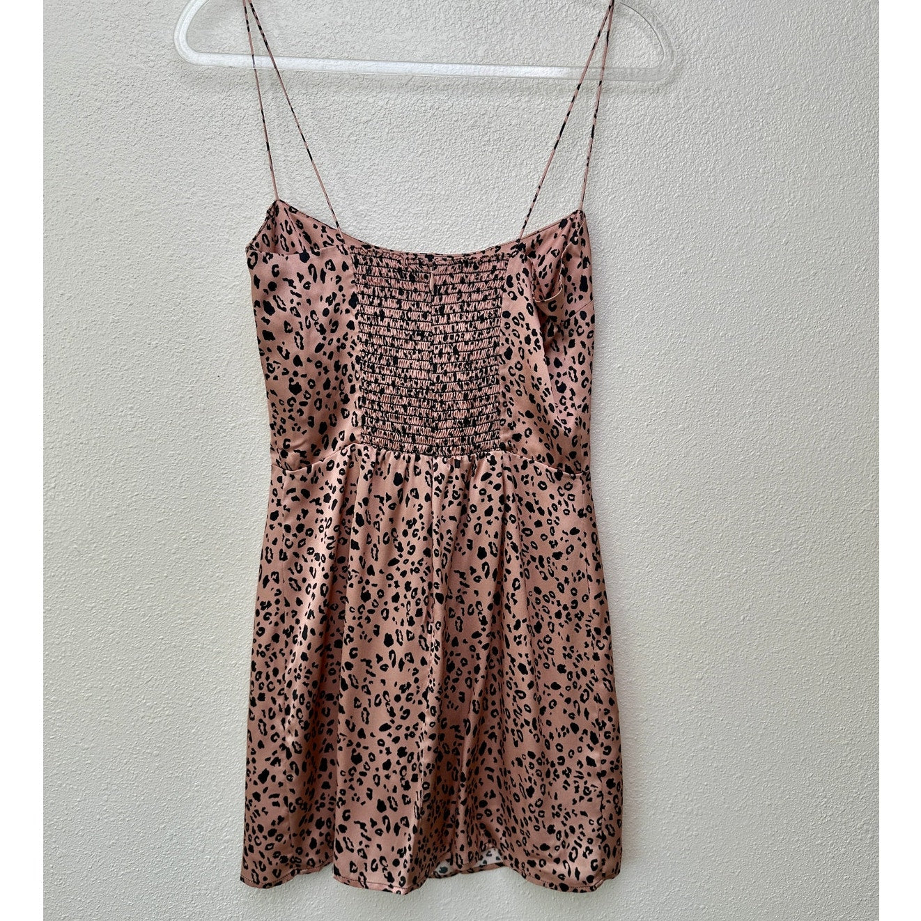 Reformation Silk Cheetah Mini Dress Pink/Black US 6 Spaghetti Strap