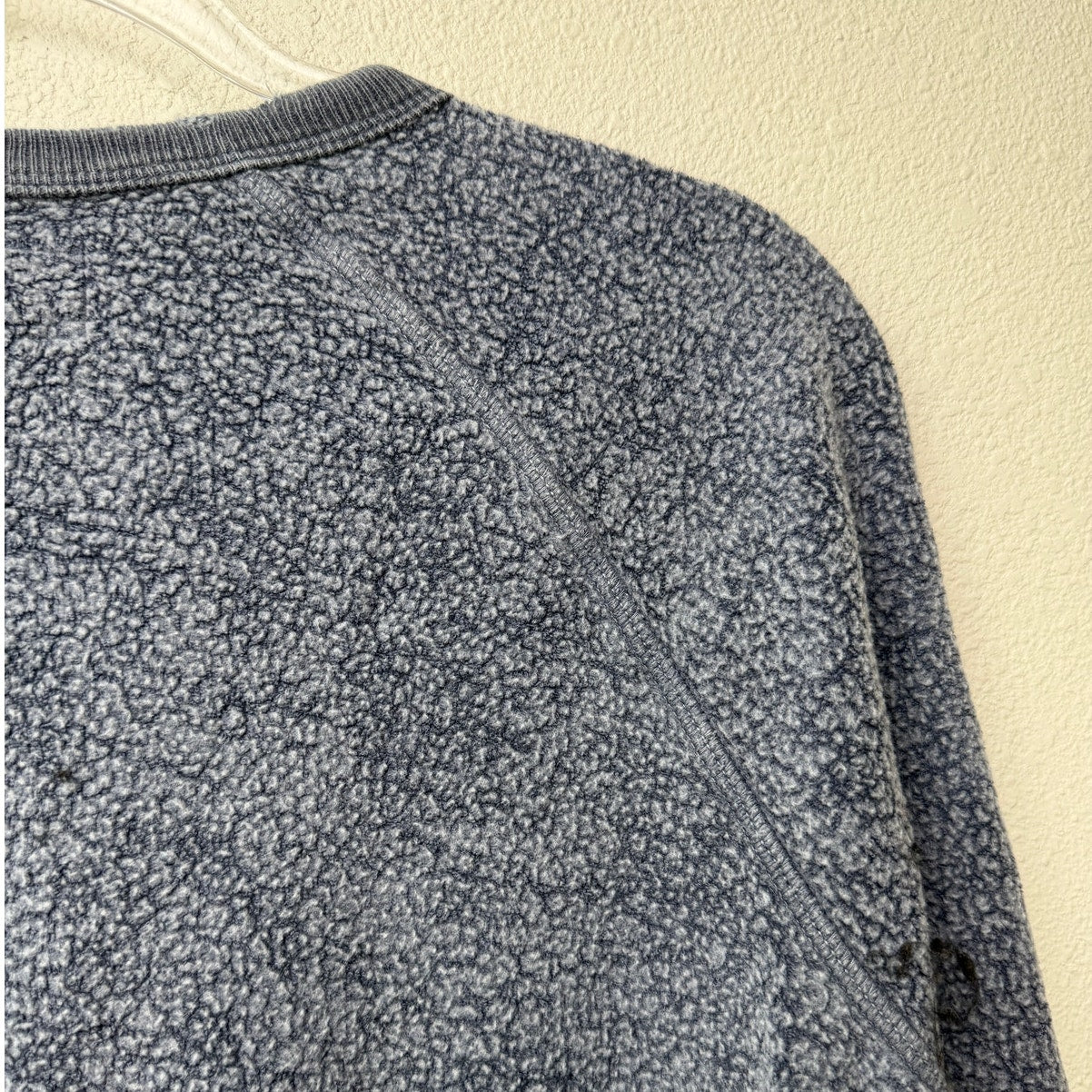 The Great. Blue Fleece Sweatshirt Distressed Raw Hem Raglan Sleeve - Size 0