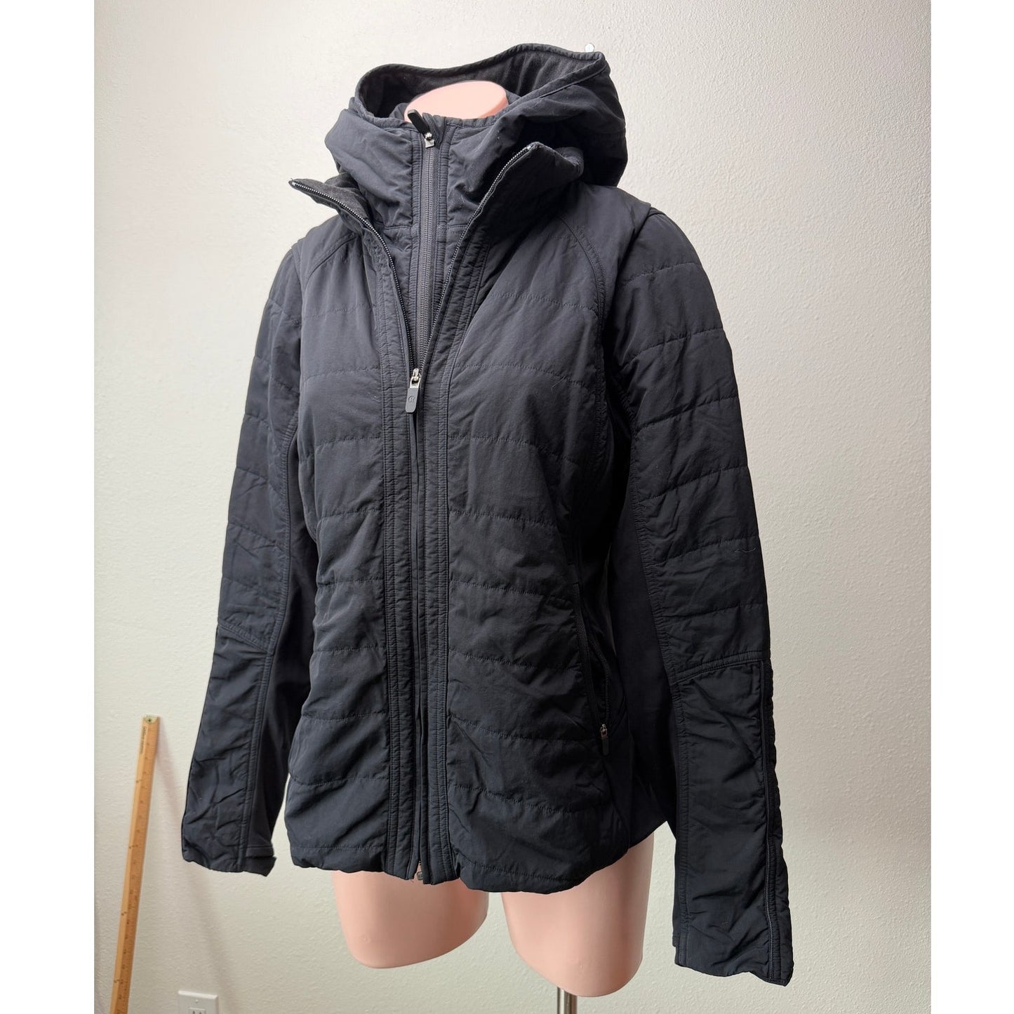 Lululemon Black Hooded Double Zip Insulated Jacket Women's Size 10