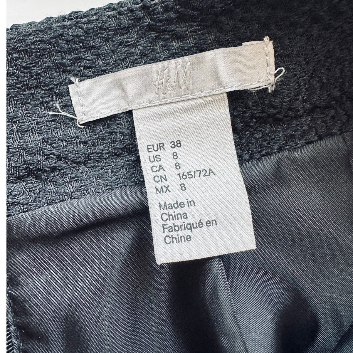 H&M Black Tiered Burnout Jacquard Weave Lace Pockets Back Zip Mini Skirt 8