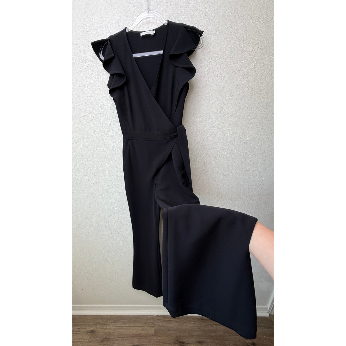 A.L.C. Wilder Black Wrap Flare Jumpsuit Womens 0