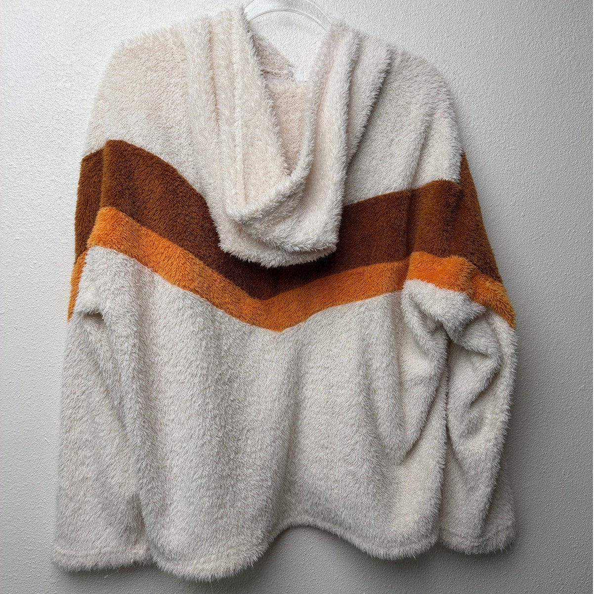 SHEIN Colorblock Sherpa Teddy Zip Hoodie Jacket Cream Brown Size M